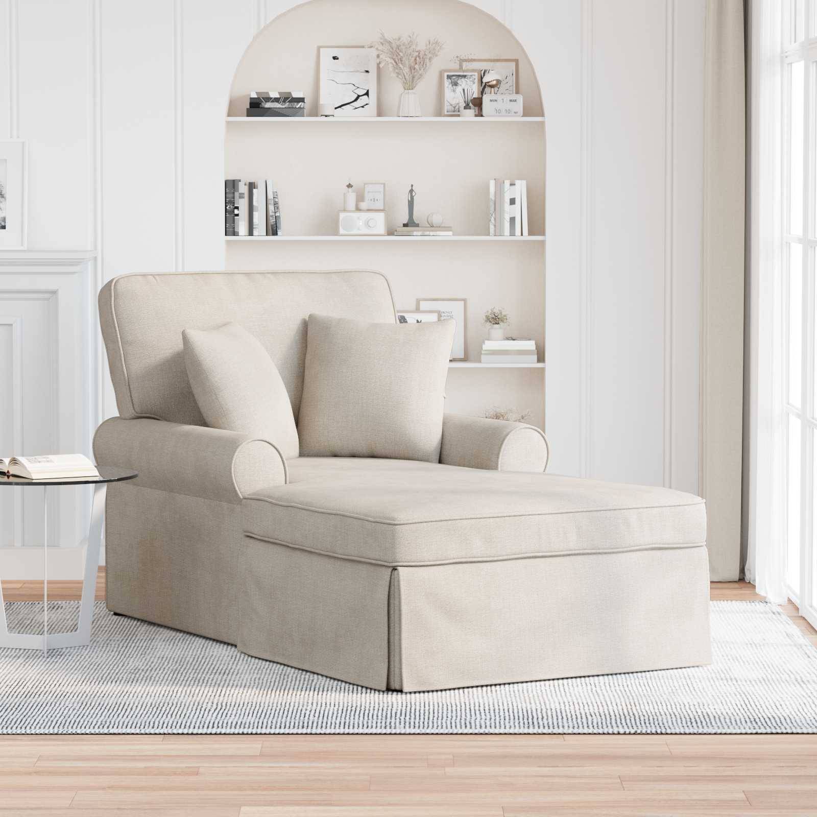 vidaXL Chaise Lounge mit Rock mit Kissen Creme 157 x 91 x 91 cm ARES