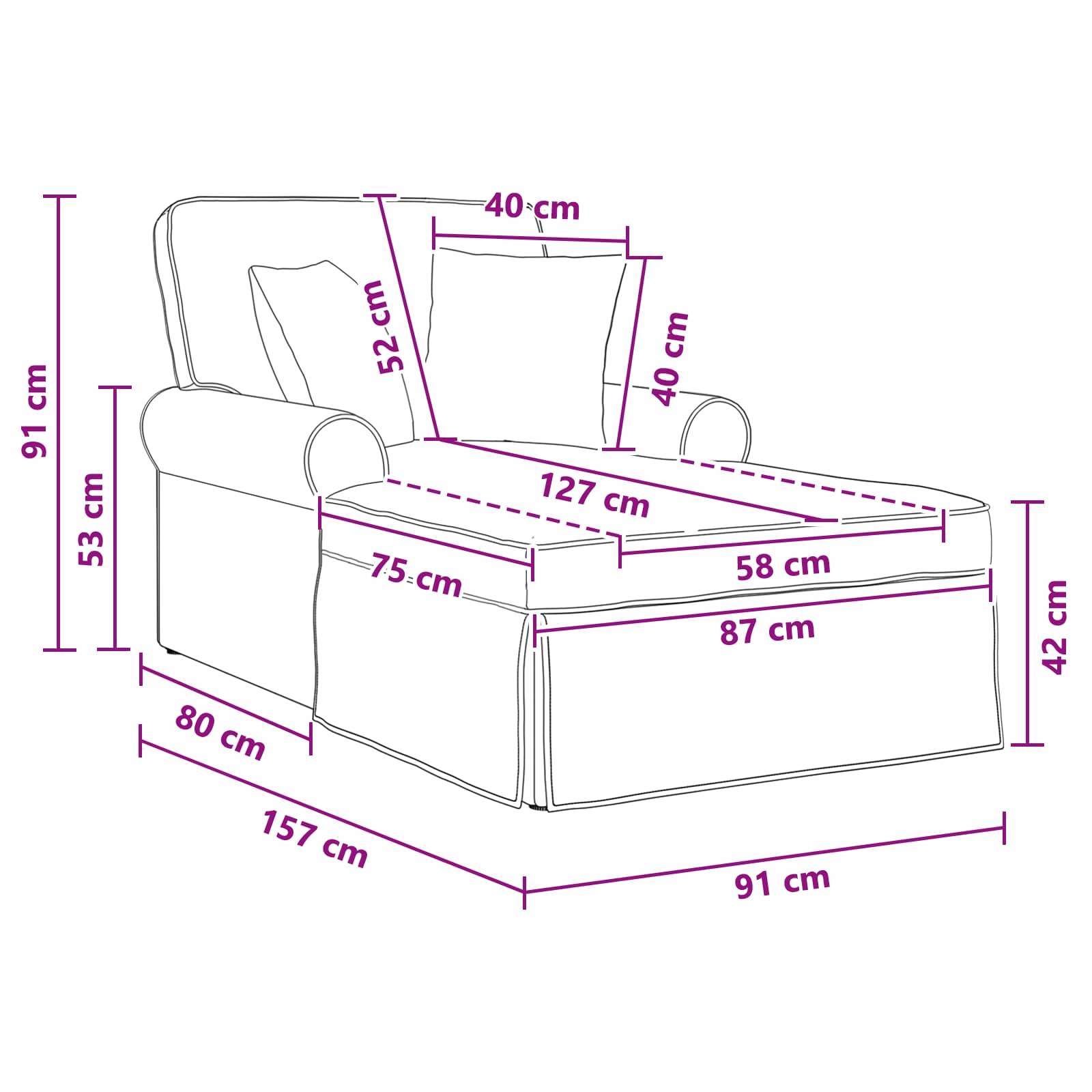 vidaXL Chaise Lounge mit Rock mit Kissen Creme 157 x 91 x 91 cm ARES