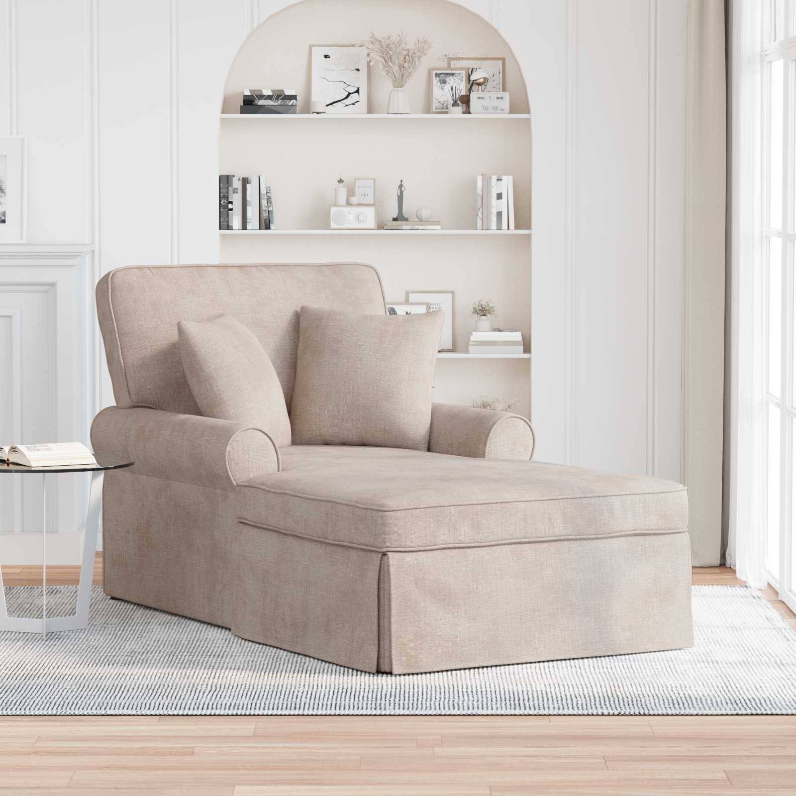 vidaXL Chaise Lounge mit Rock mit Kissen Beige 157 x 91 x 91 cm ARES