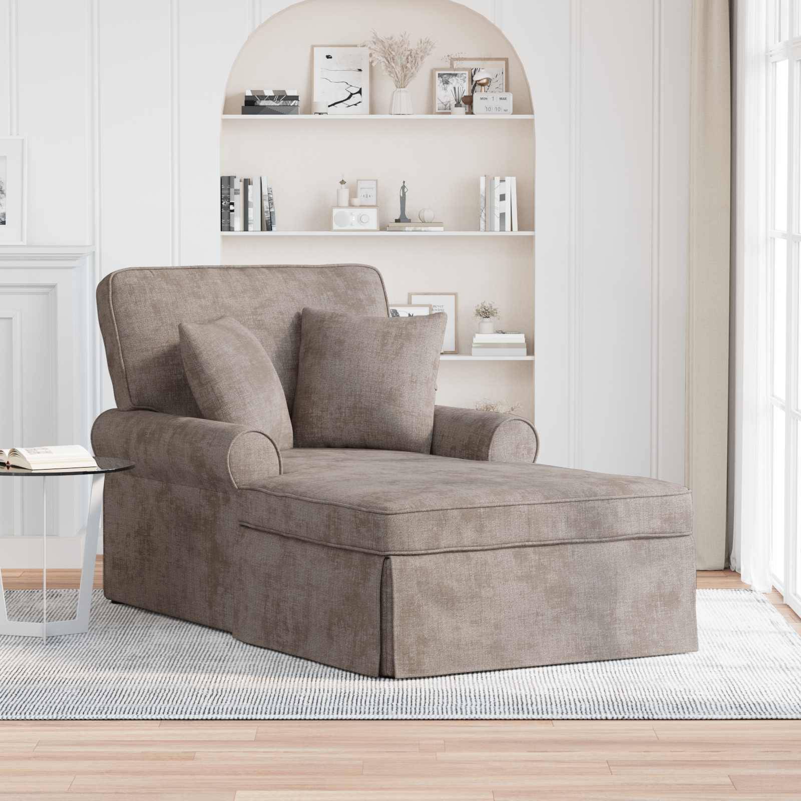 vidaXL Chaise Lounge mit Rock mit Kissen Sand 157 x 91 x 91 cm ARES