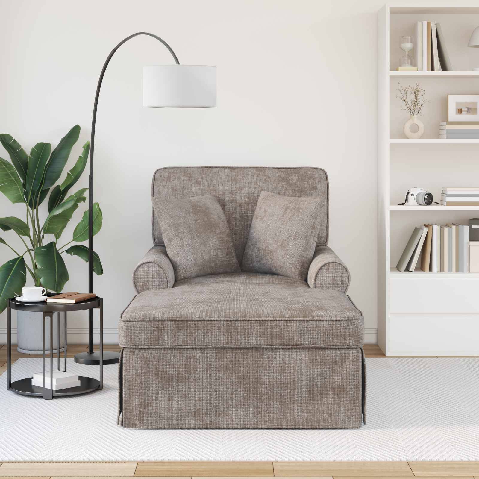 vidaXL Chaise Lounge mit Rock mit Kissen Sand 157 x 91 x 91 cm ARES