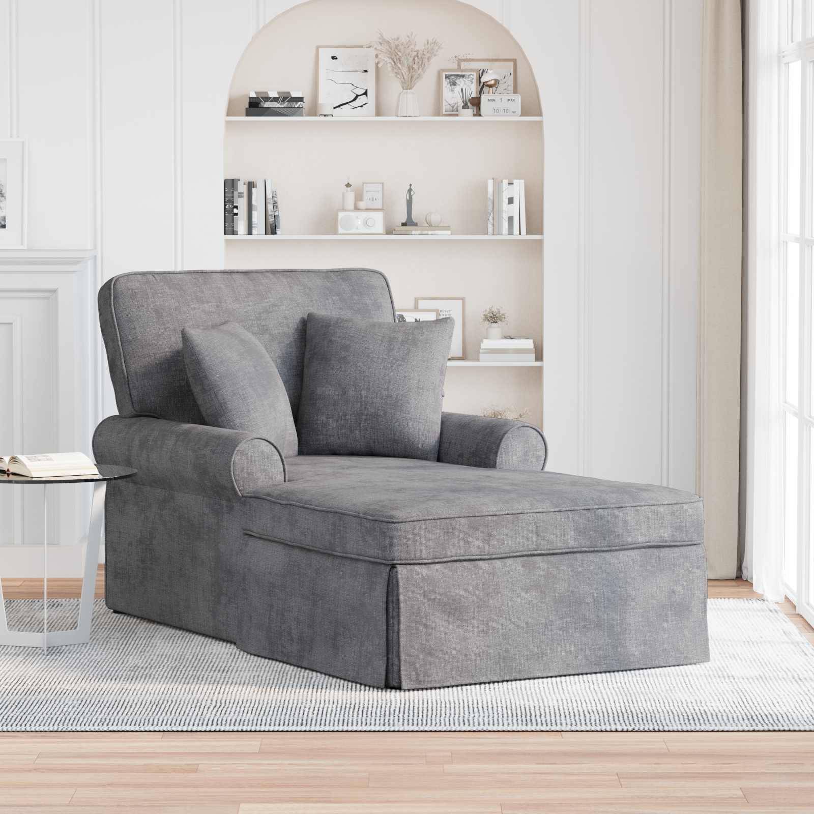 vidaXL Chaise Lounge mit Rock Hellgrau 157 x 91 x 91 cm ARES