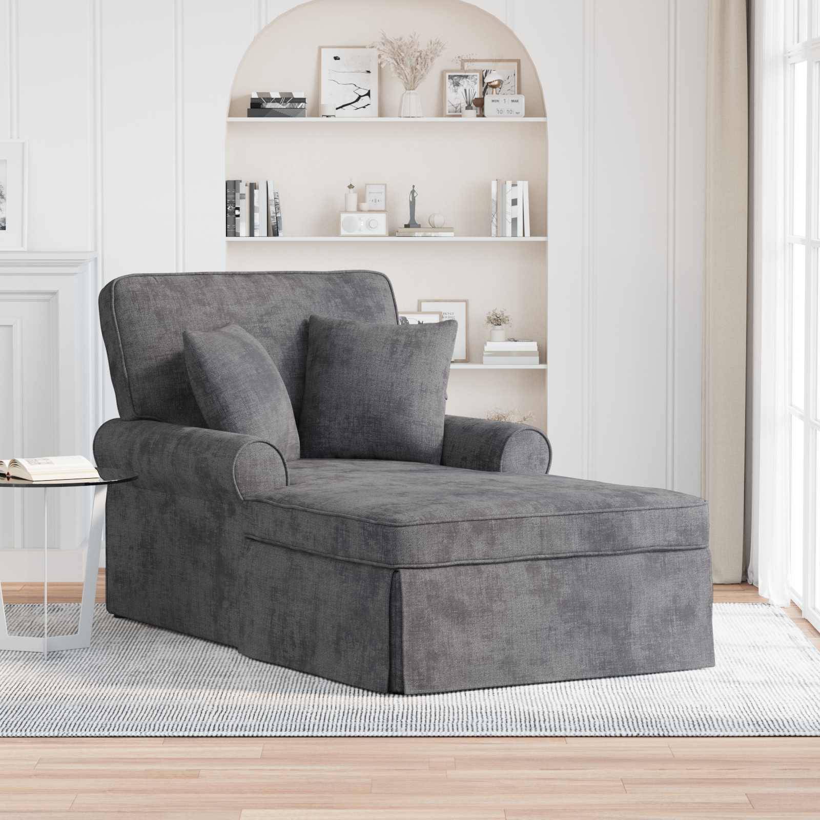vidaXL Chaise Lounge mit Rock Dunkelgrau 157 x 91 x 91 cm ARES