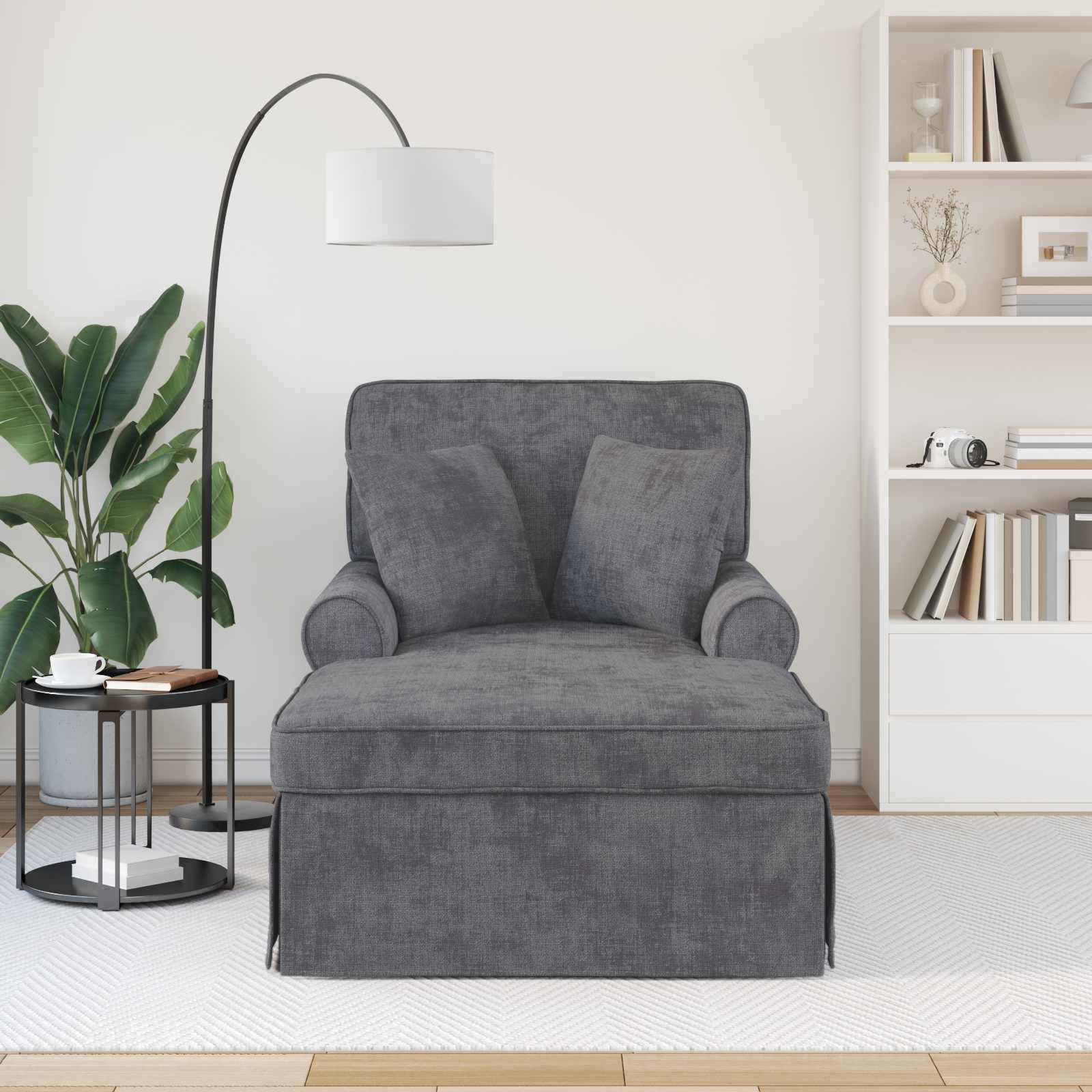vidaXL Chaise Lounge mit Rock Dunkelgrau 157 x 91 x 91 cm ARES