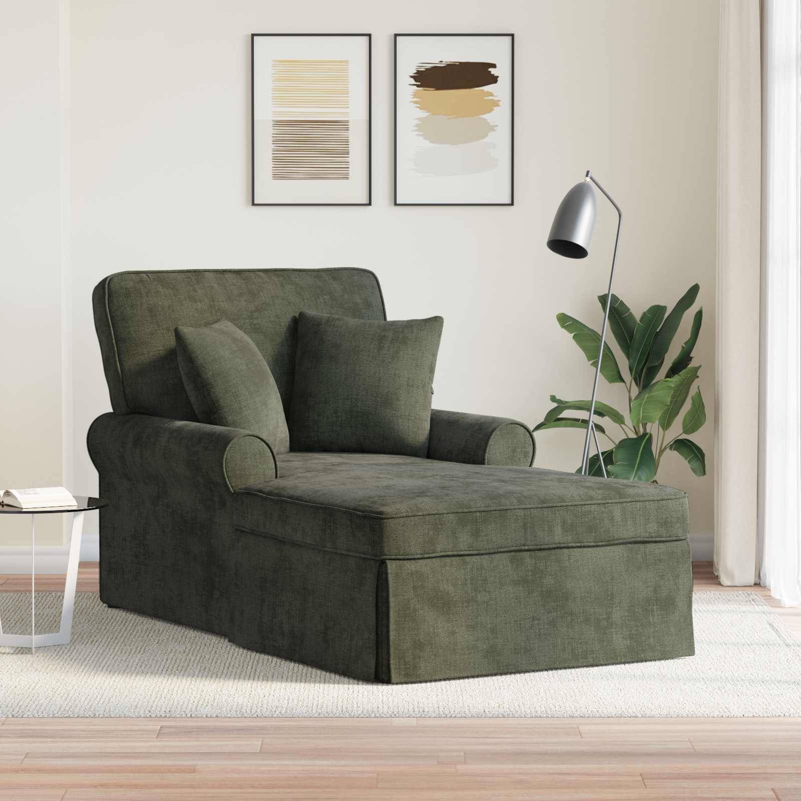 vidaXL Chaise Lounge mit Rock mit Kissen Grün 157 x 91 x 91 cm ARES