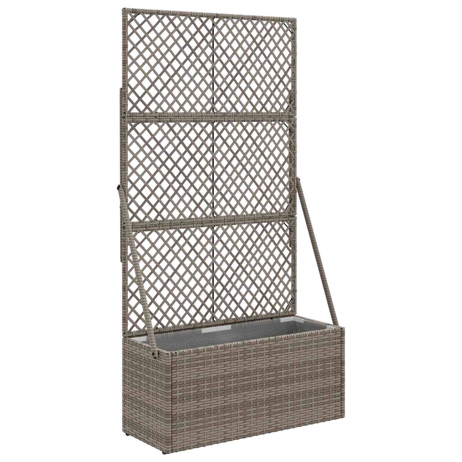 vidaXL Gartenpflanzer mit Gitter Grau 70 x 30 x 135 cm Poly-Rattan