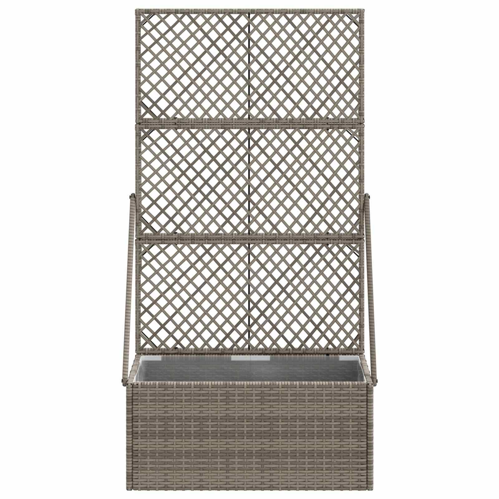 vidaXL Gartenpflanzer mit Gitter Grau 70 x 30 x 135 cm Poly-Rattan