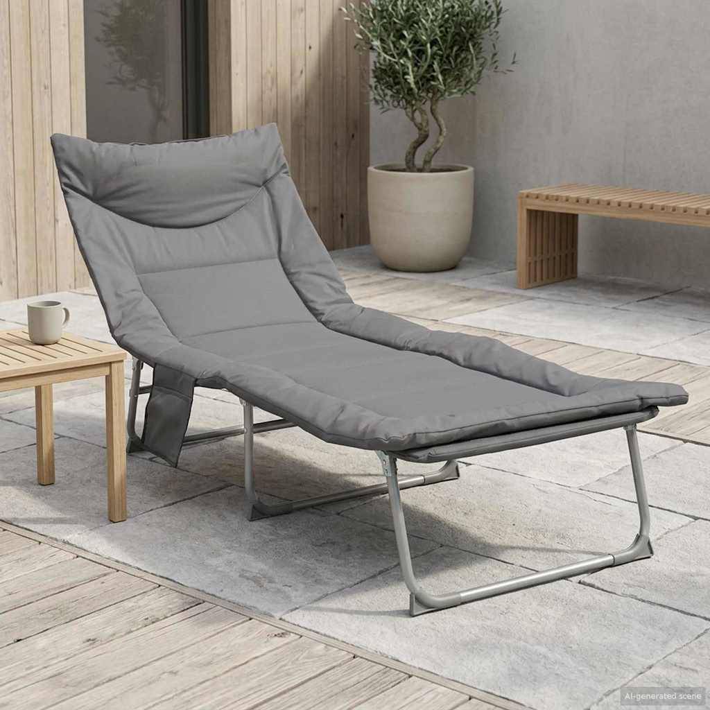 vidaXL Klappbare Sonnenliege mit Kissen Anthrazit