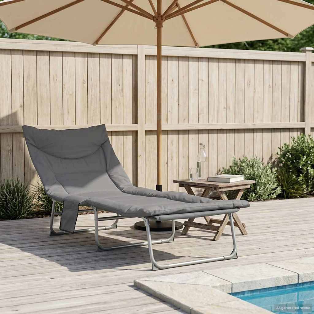 vidaXL Klappbare Sonnenliege mit Kissen Anthrazit