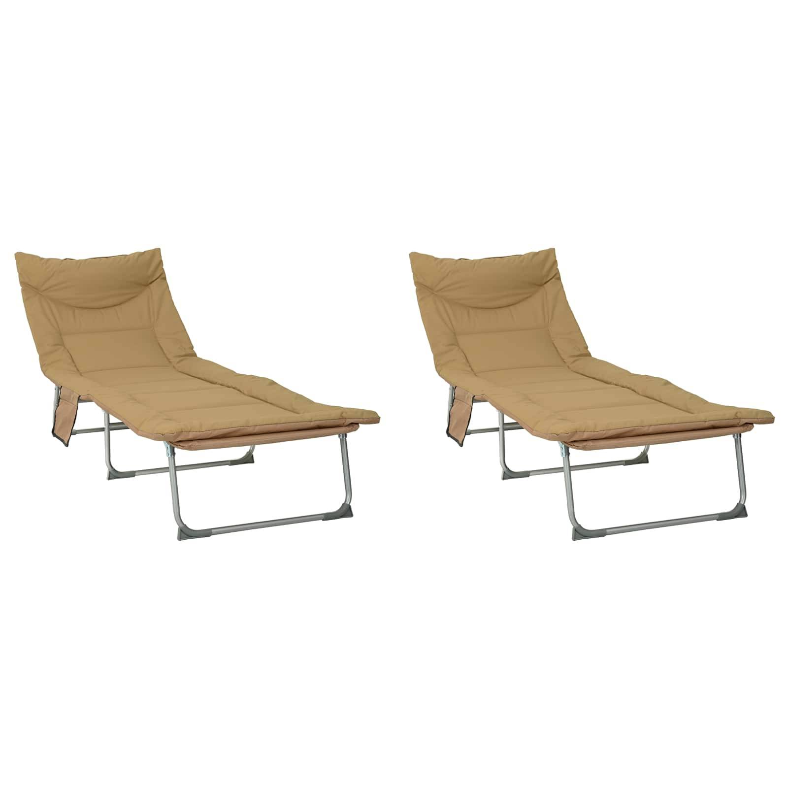 vidaXL Klappbare Sonnenliege mit Kissen 2 pcs Beige