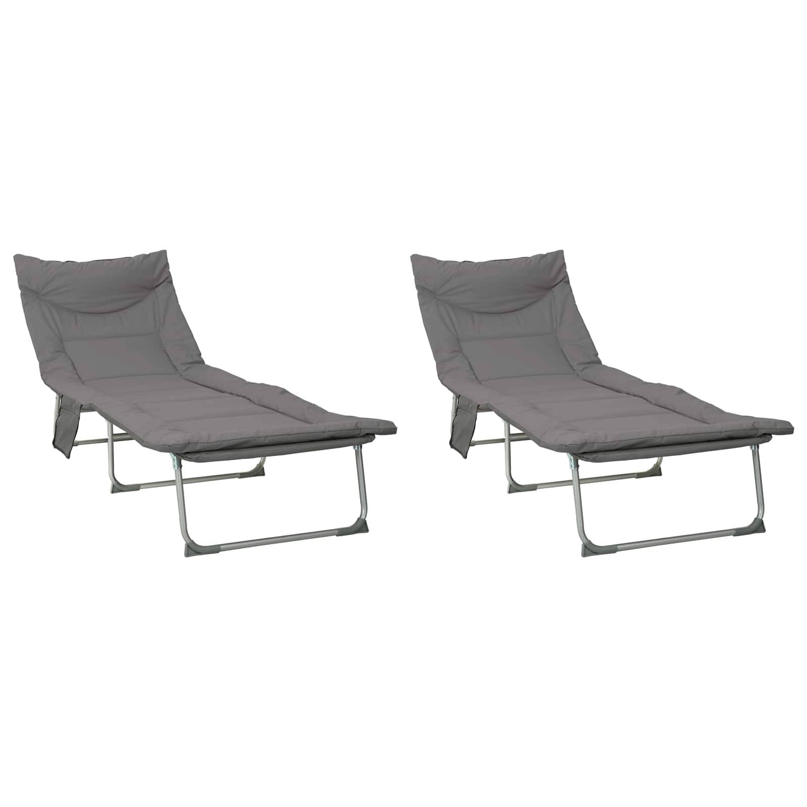 vidaXL Klappbare Sonnenliege mit Kissen 2 pcs Anthrazit