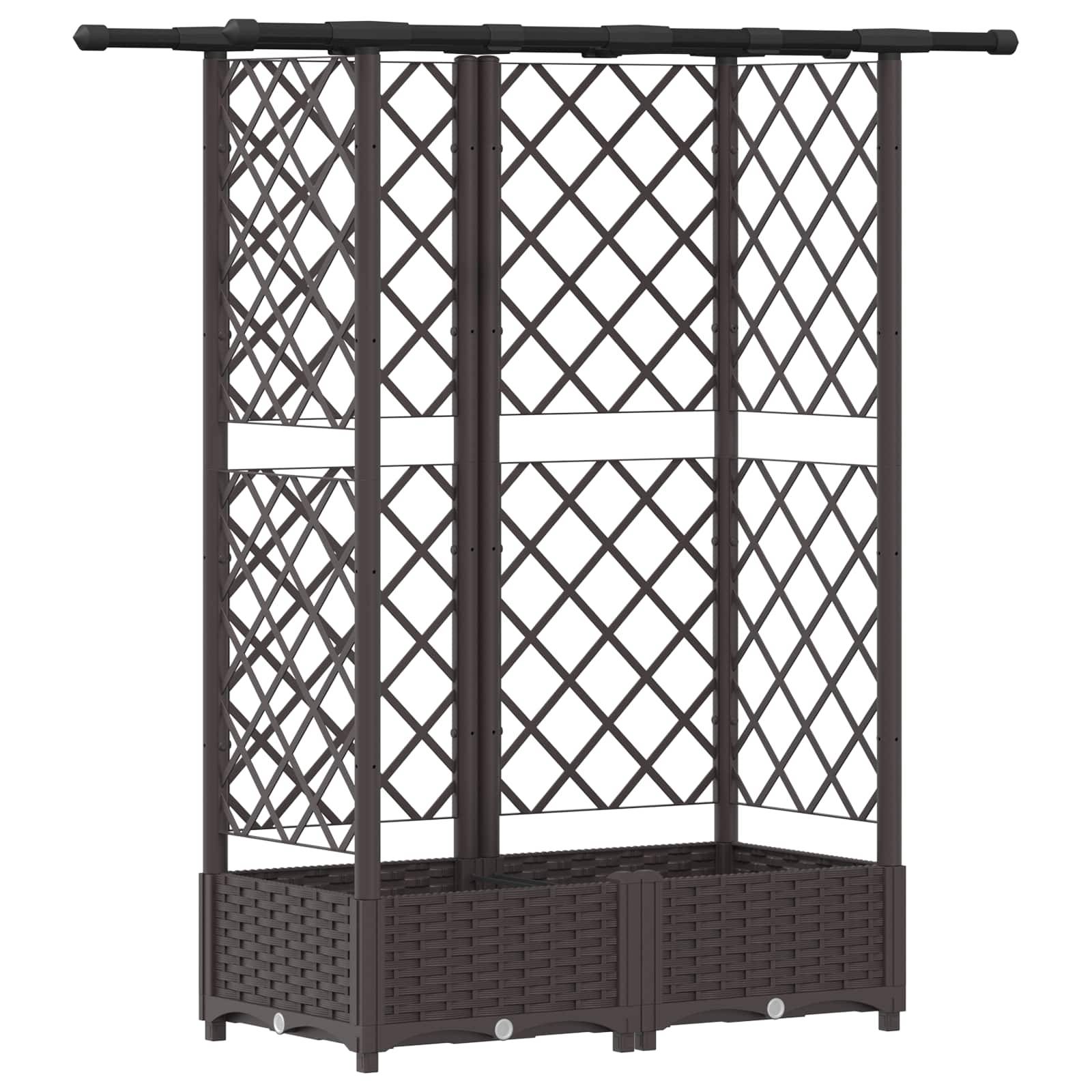 vidaXL Hochbeet mit Rankgitter und Dach Braun 124 x 40 x 123 cm PP