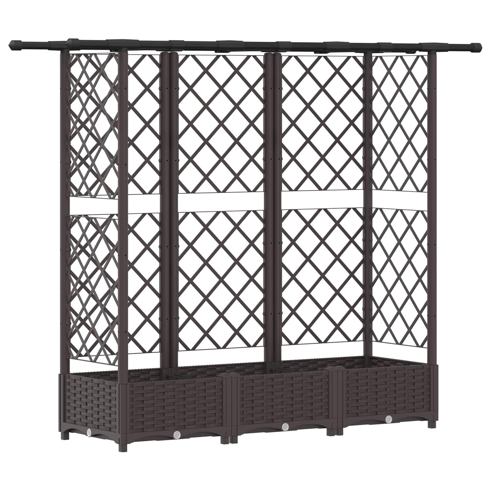 vidaXL Hochbeet mit Rankgitter und Dach Braun 164 x 40 x 123 cm PP