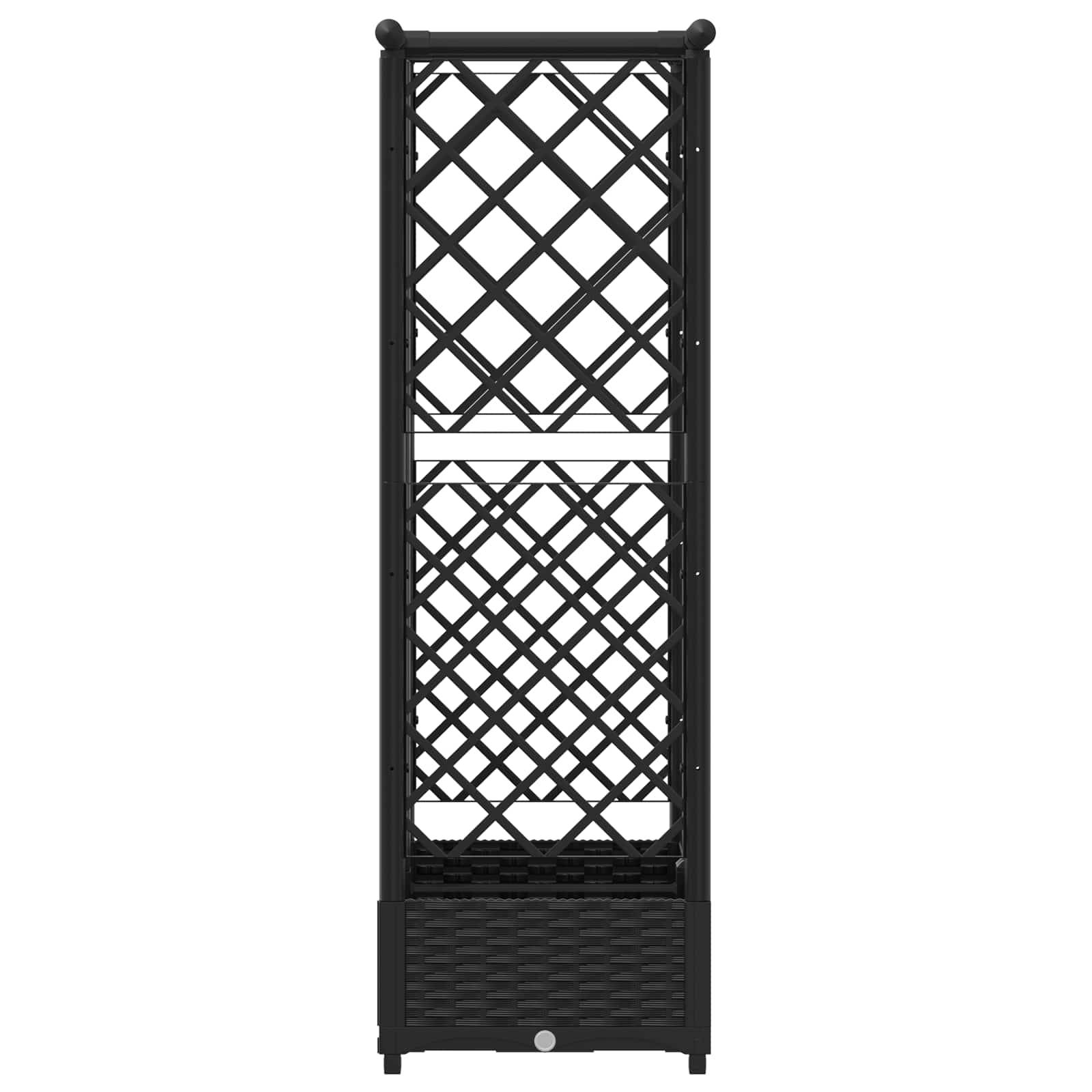 vidaXL Hochbeet mit Rankgitter und Dach Schwarz 124 x 40 x 123 cm PP