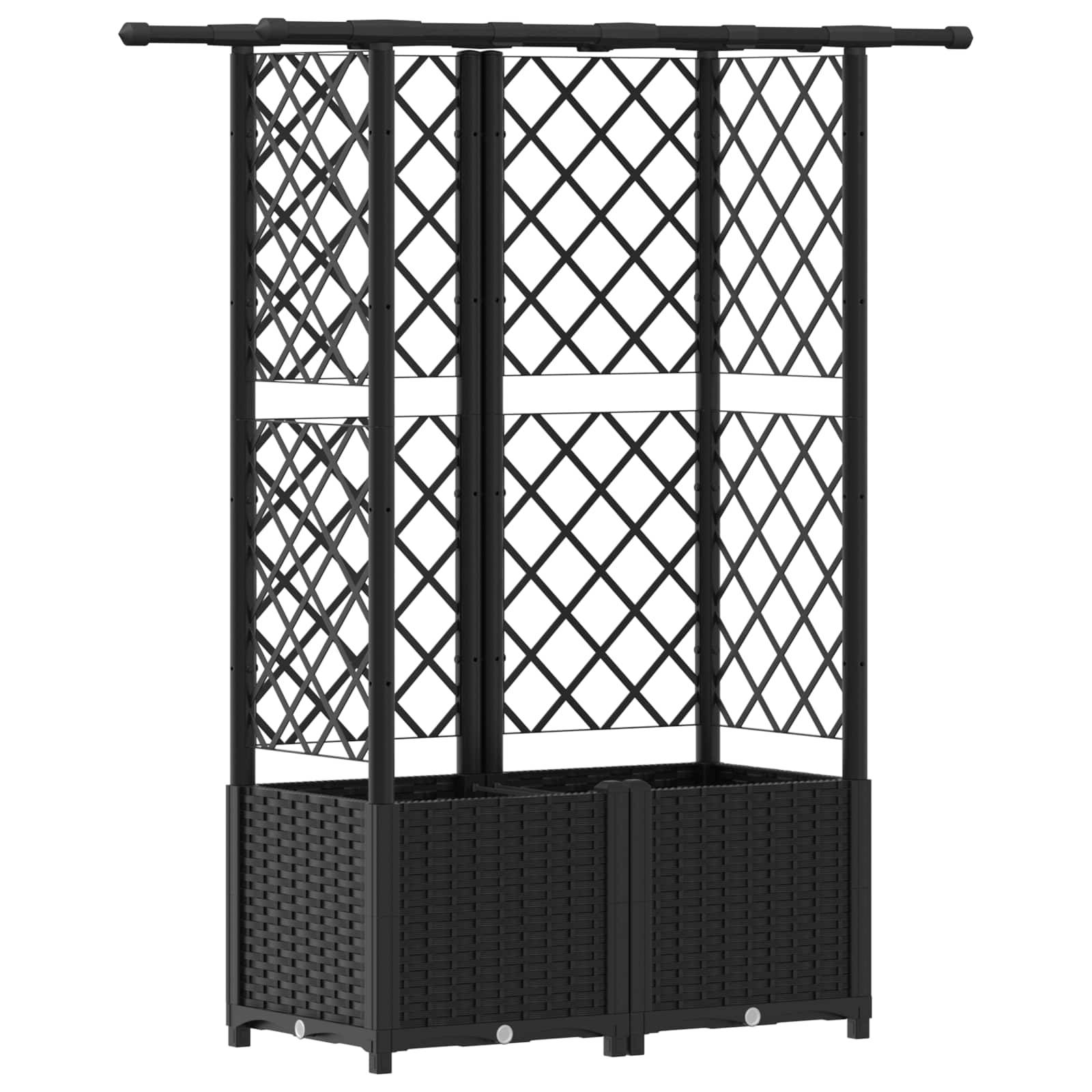 vidaXL Hochbeet mit Rankgitter und Dach Schwarz 124 x 40 x 138 cm PP