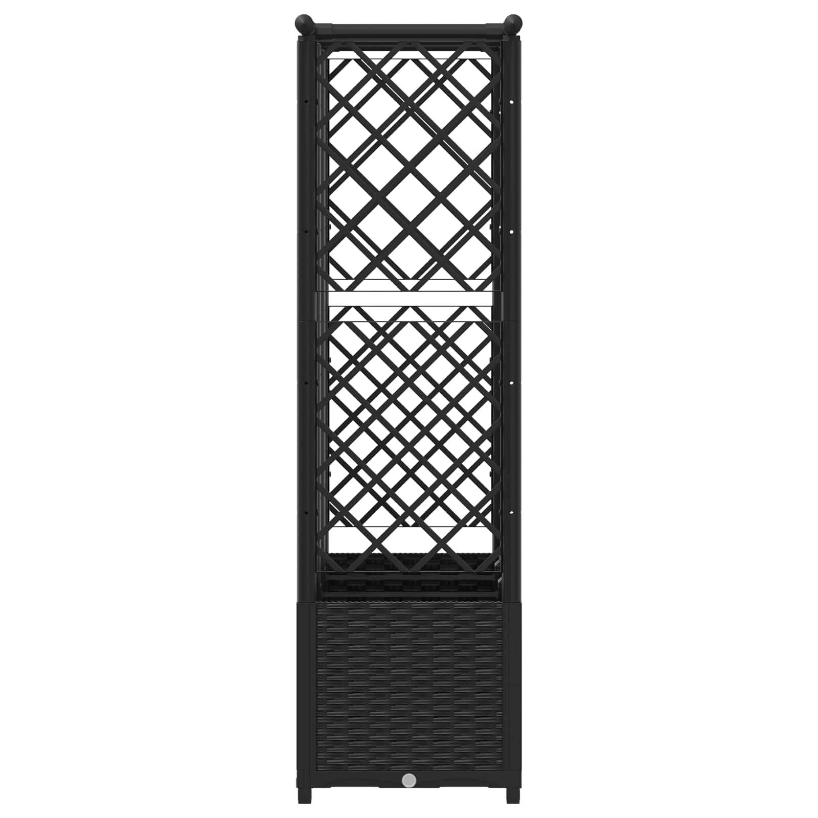 vidaXL Hochbeet mit Rankgitter und Dach Schwarz 163,5 x 40 x 138 cm PP