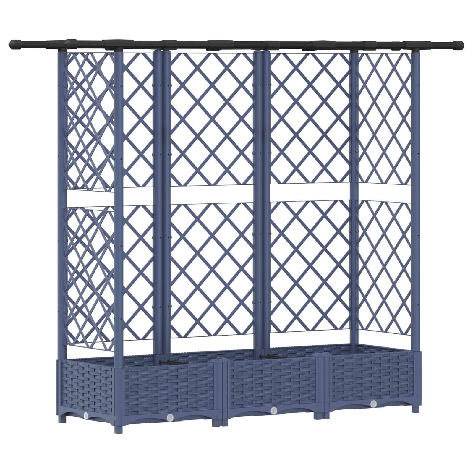 vidaXL Hochbeet mit Rankgitter und Dach Grau 164 x 40 x 123 cm PP