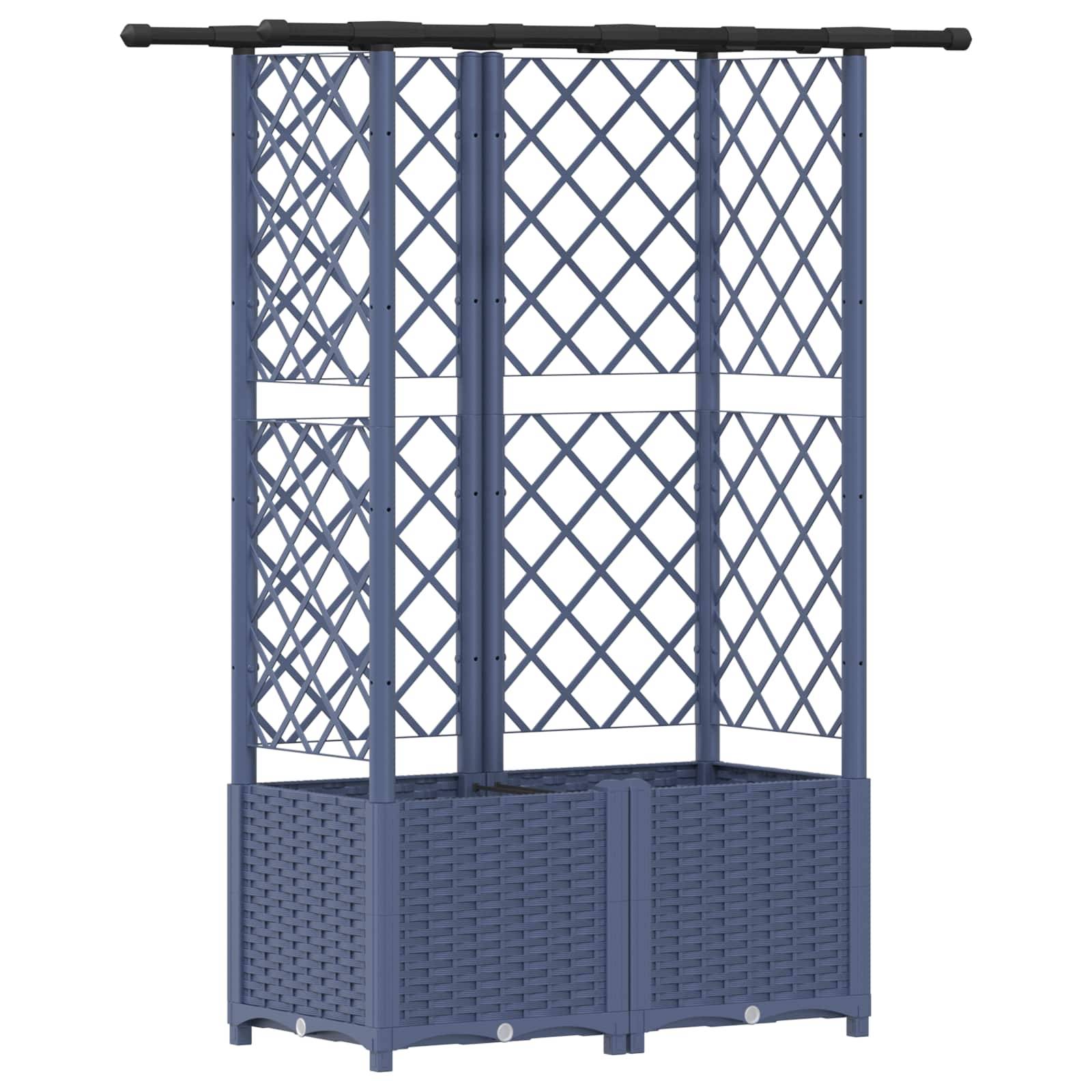 vidaXL Hochbeet mit Rankgitter und Dach Grau 124 x 40 x 138 cm PP
