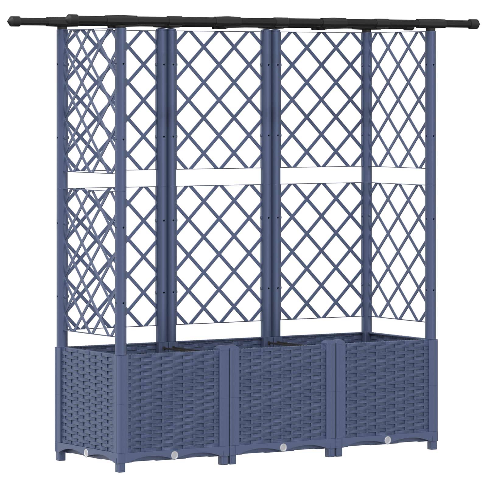 vidaXL Hochbeet mit Rankgitter und Dach Grau 163,5 x 40 x 138 cm PP