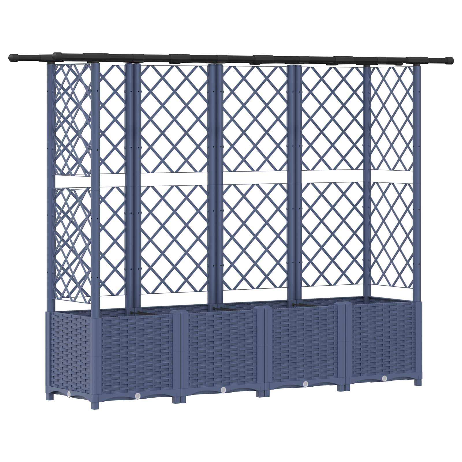 vidaXL Hochbeet mit Rankgitter und Dach Grau 202 x 40 x 138 cm PP