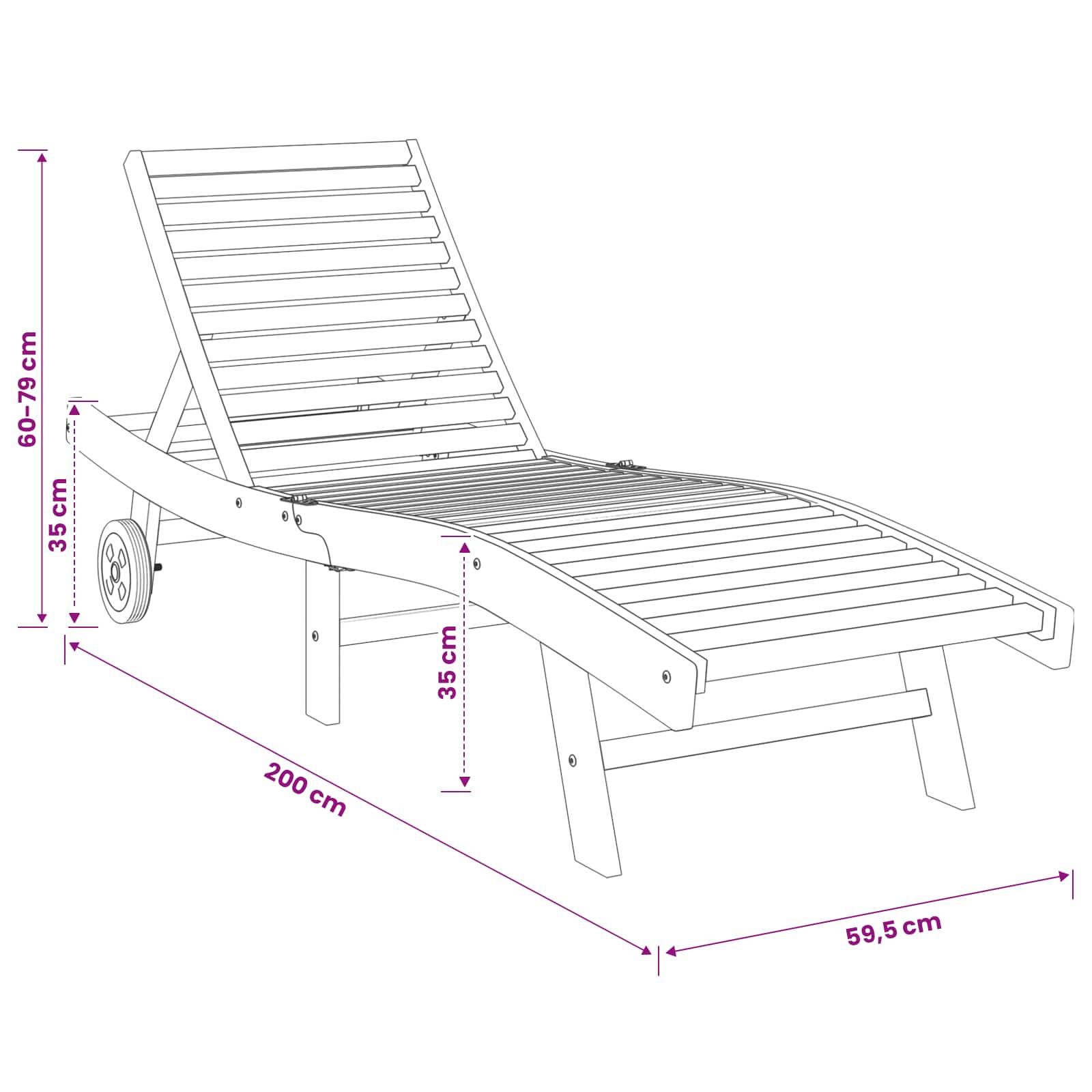 vidaXL Sonnenliege Braun Massivholz Teak