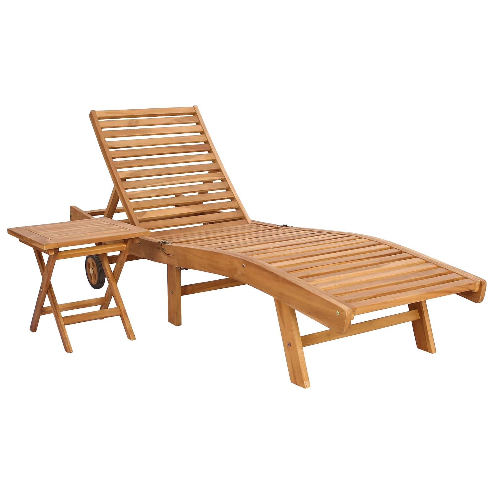 vidaXL Sonnenliege 2 pcs Braun Massivholz Teak