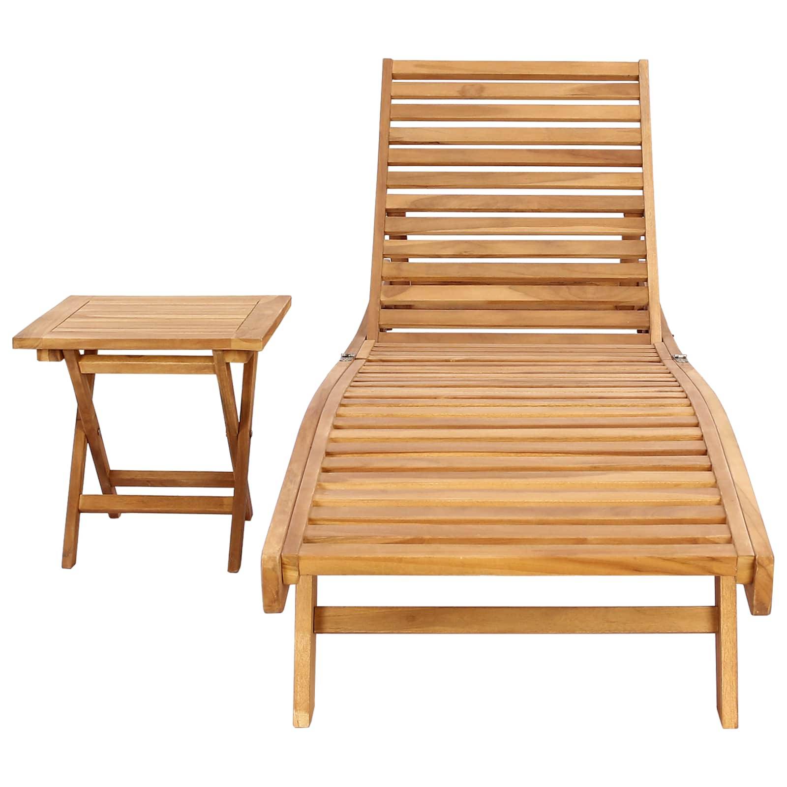 vidaXL Sonnenliege 2 pcs Braun Massivholz Teak