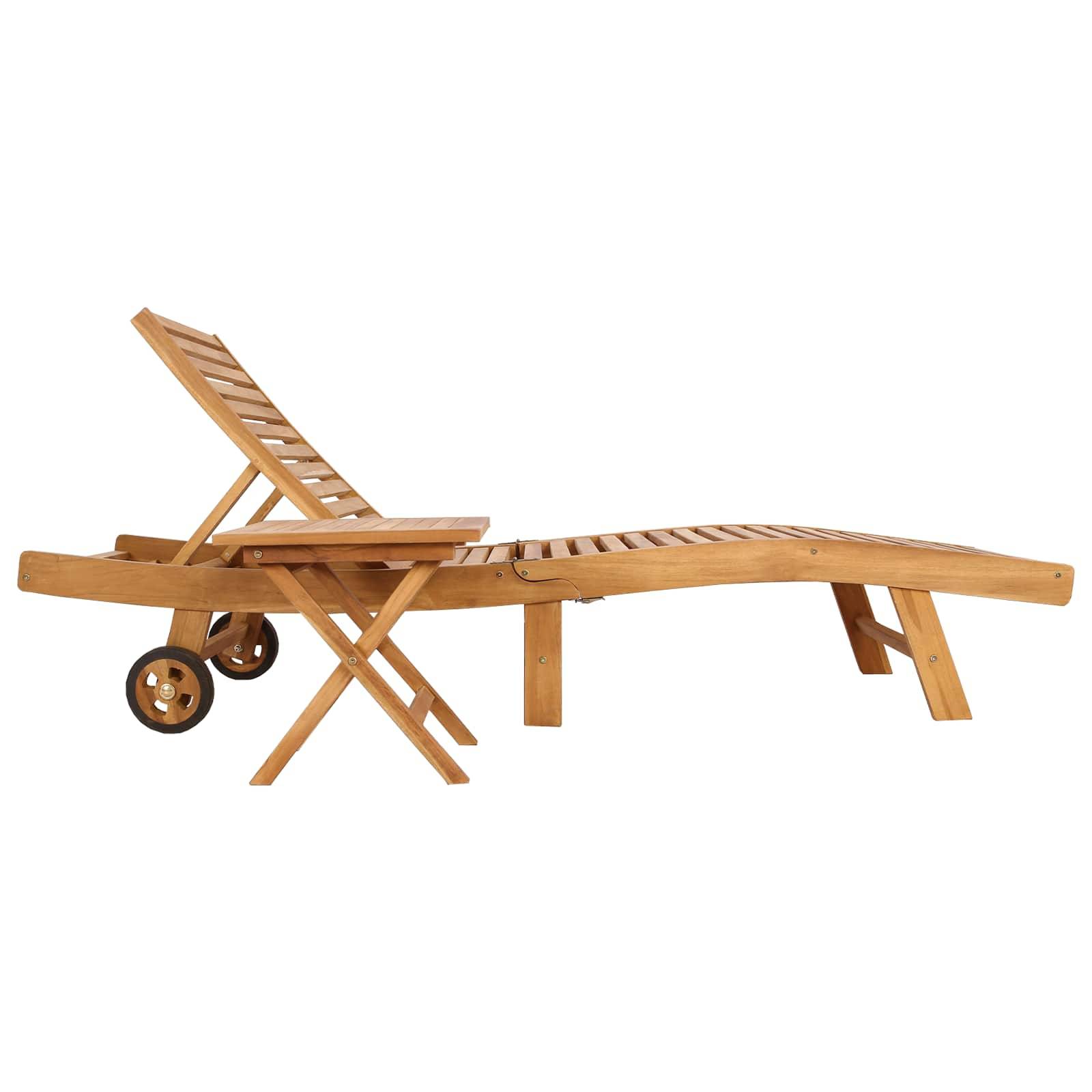 vidaXL Sonnenliege 2 pcs Braun Massivholz Teak