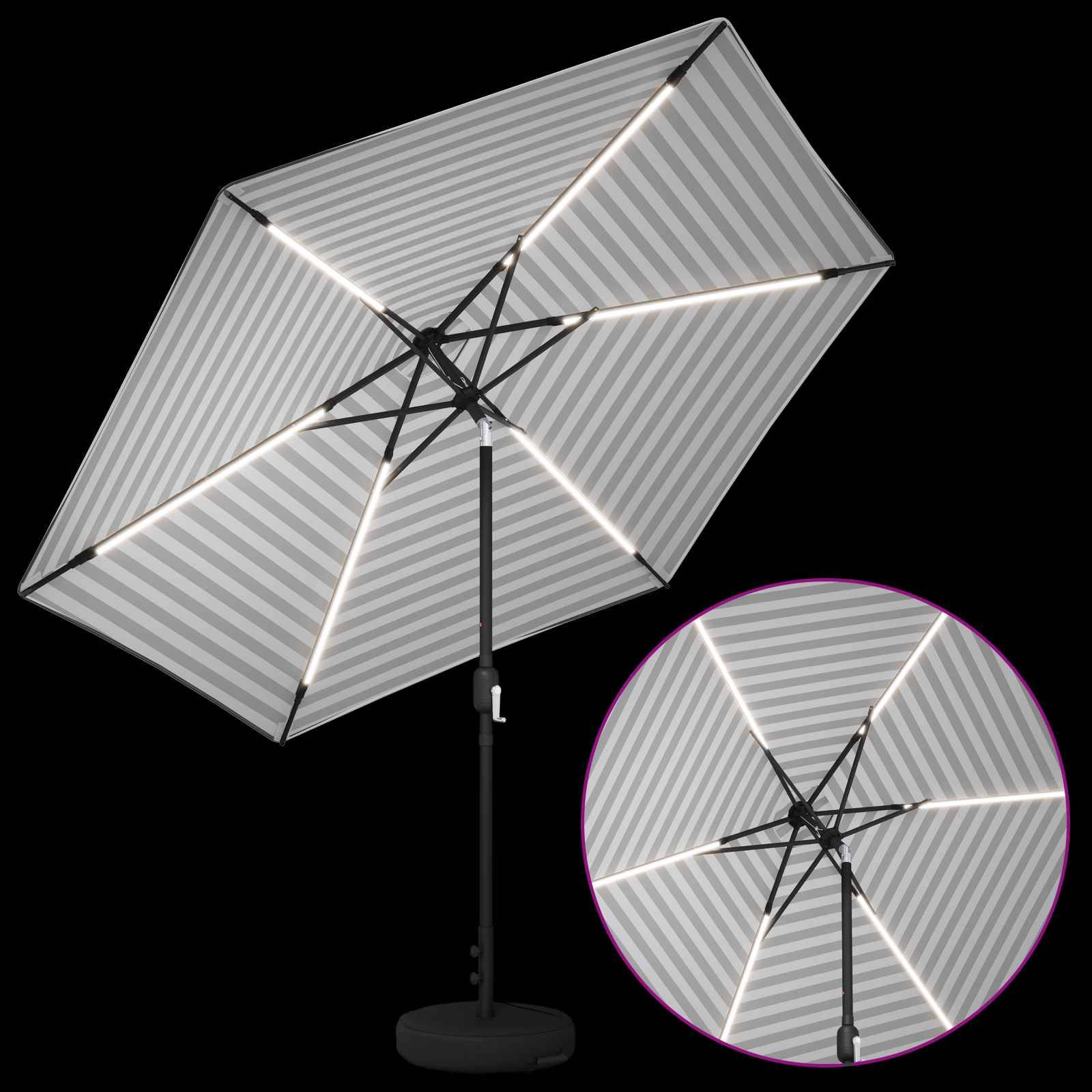 vidaXL Garten Sonnenschirm mit LED-Lichtern 300 x 300 cm Polyester