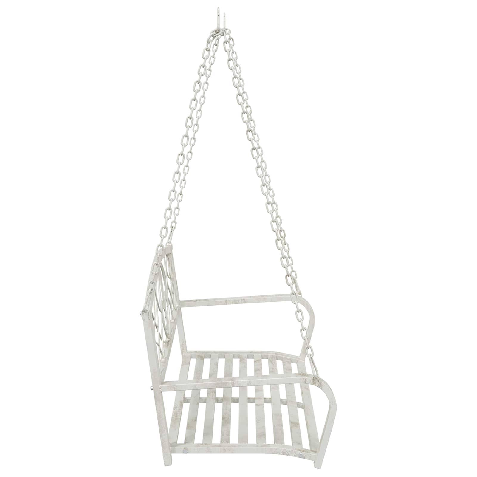 vidaXL Schaukelbank Stahl 110,5 x 59 x 55 cm Antik Weiß