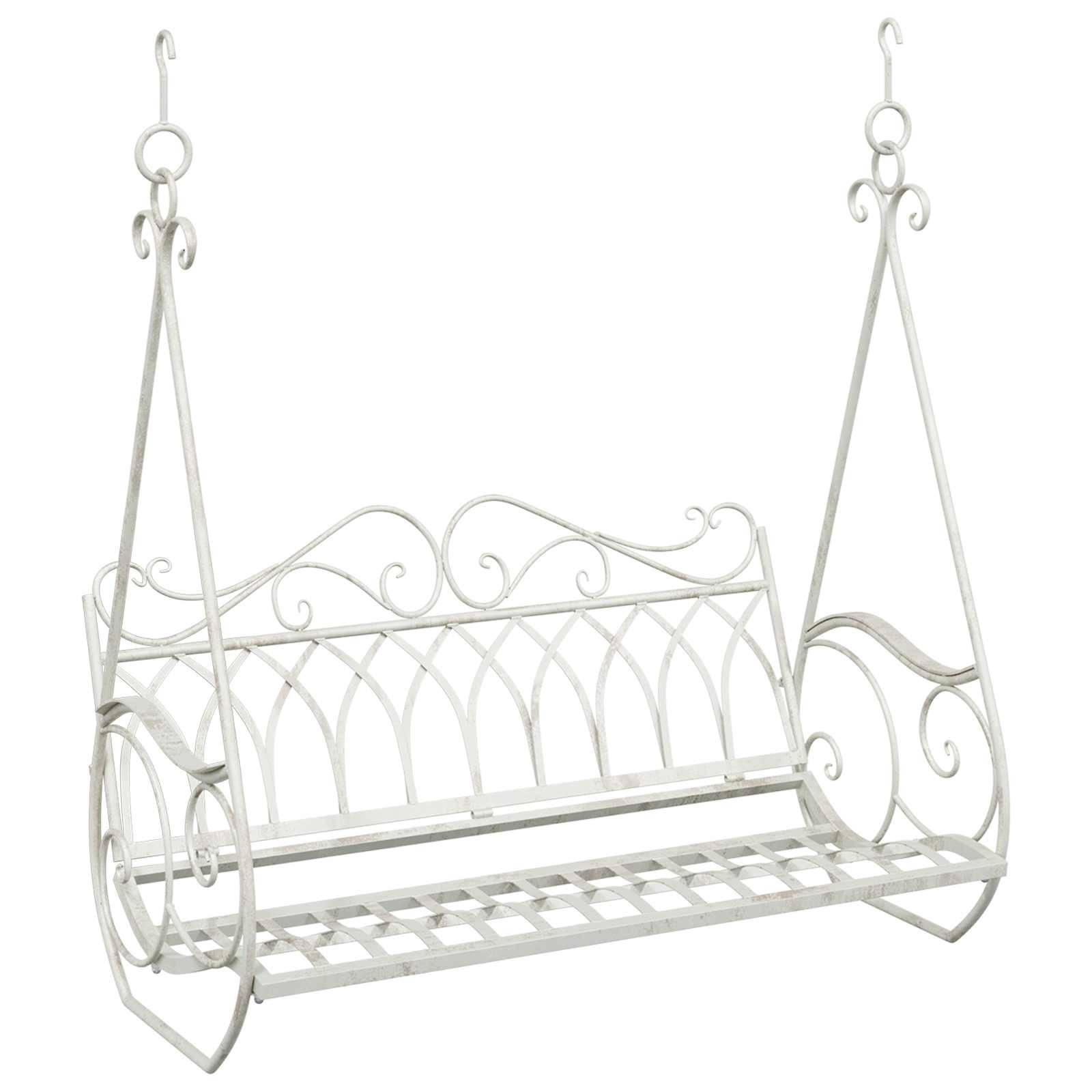 vidaXL Schaukelbank Stahl 112 x 60 x 126,5 cm Antik Weiß