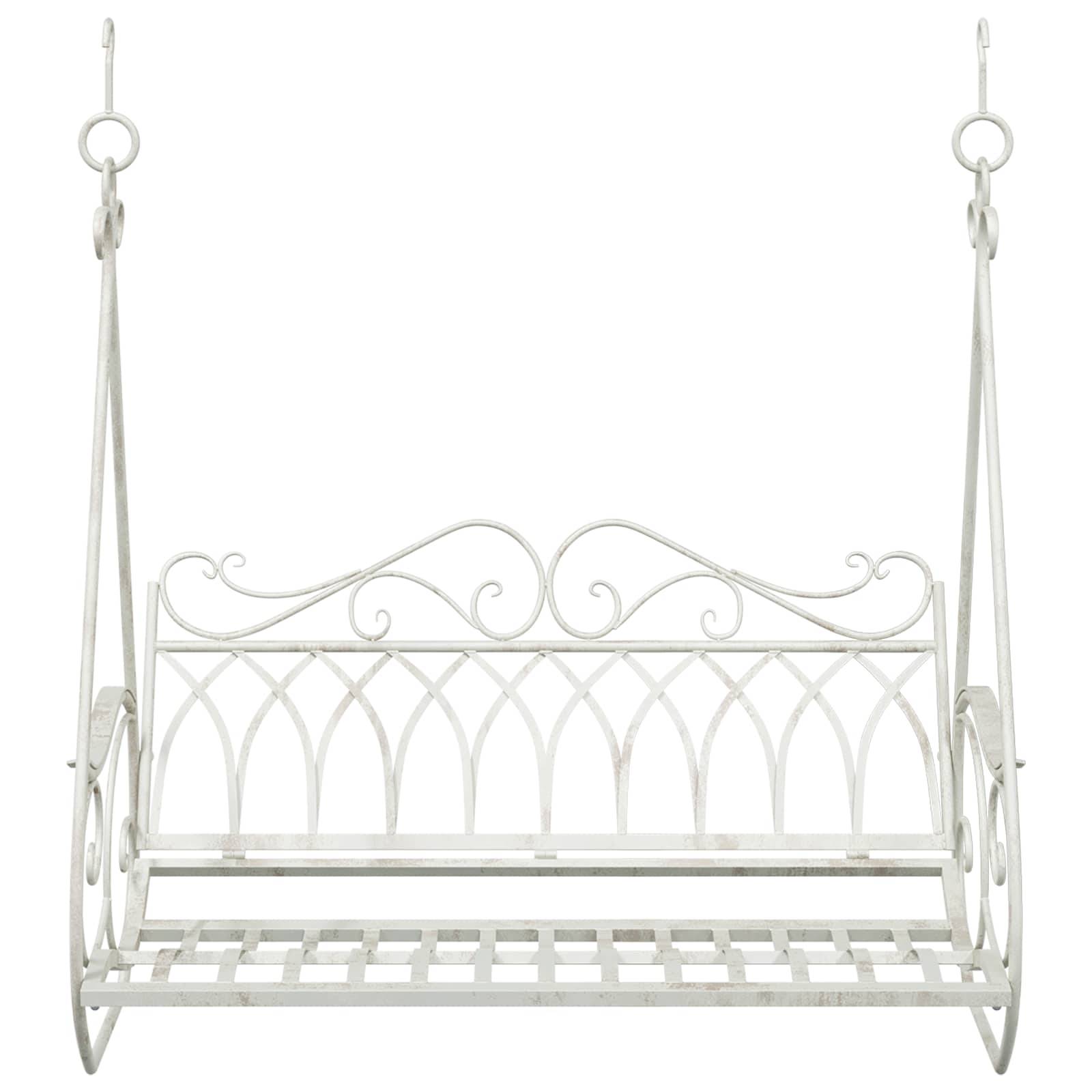vidaXL Schaukelbank Stahl 112 x 60 x 126,5 cm Antik Weiß