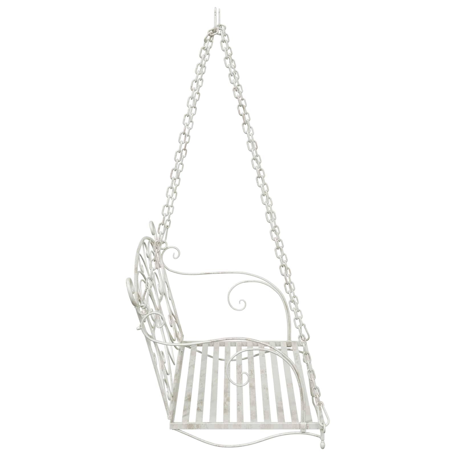 vidaXL Schaukelbank Stahl 105,5 x 61 x 56 cm Antik Weiß