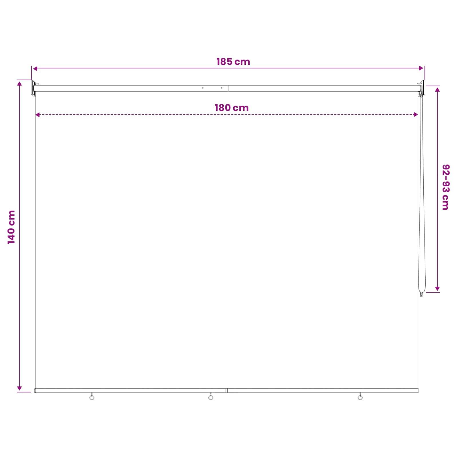 vidaXL Rollo mit UV-Schutz Schwarz 180 x 140 cm Polyester