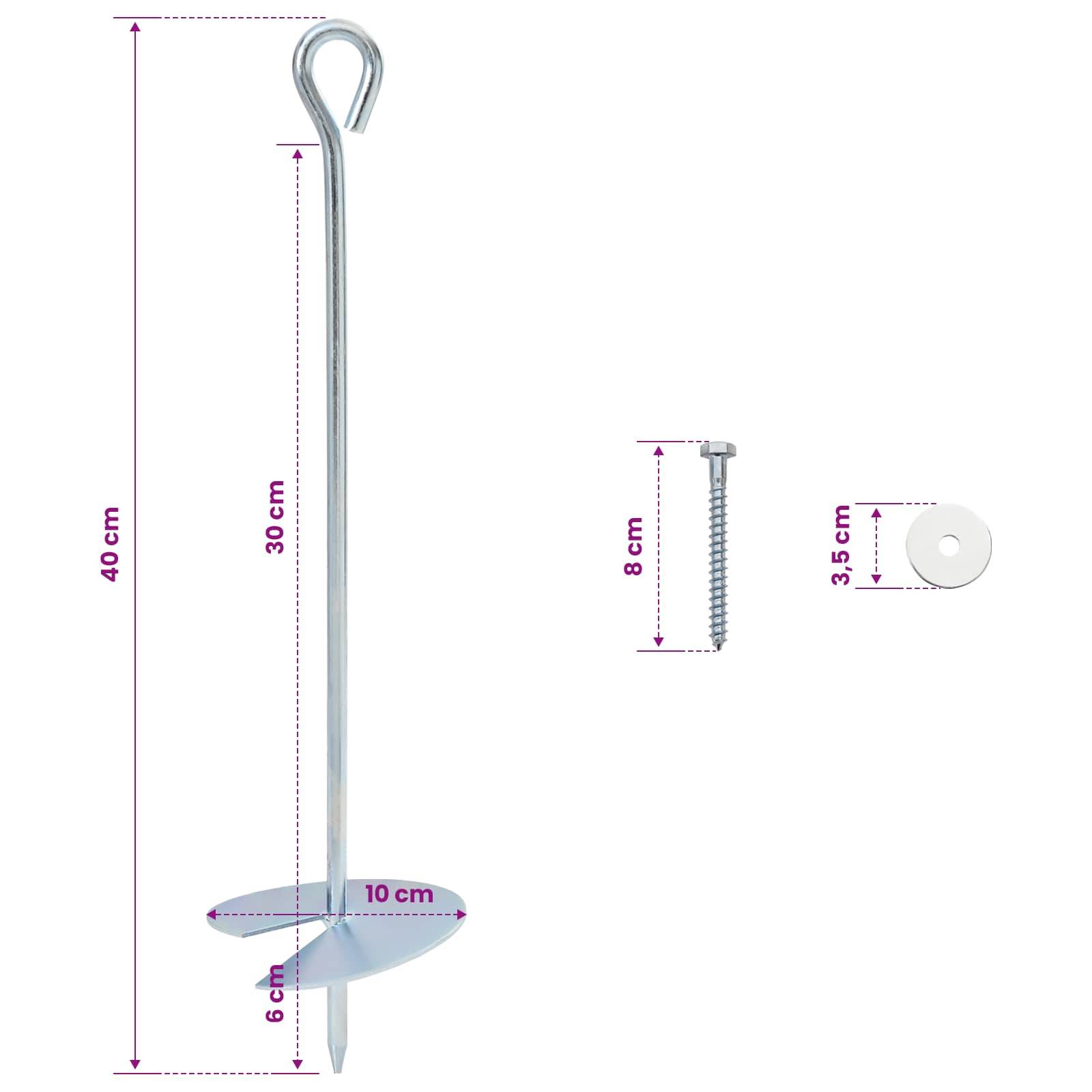 vidaXL Erdanker 2 pcs Silber Ø10 x 40 cm Galvanisiertes Metall