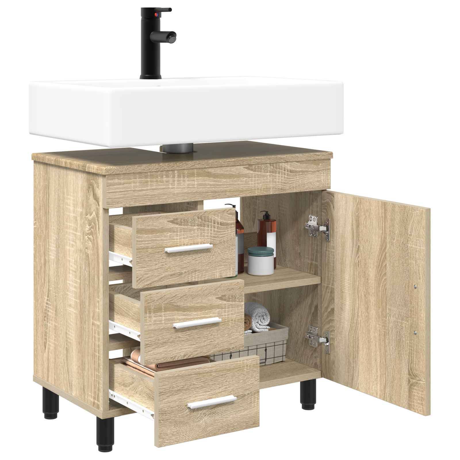 vidaXL Waschtisch Sonoma-Eiche 60 x 35 x 60 cm Holzwerkstoff