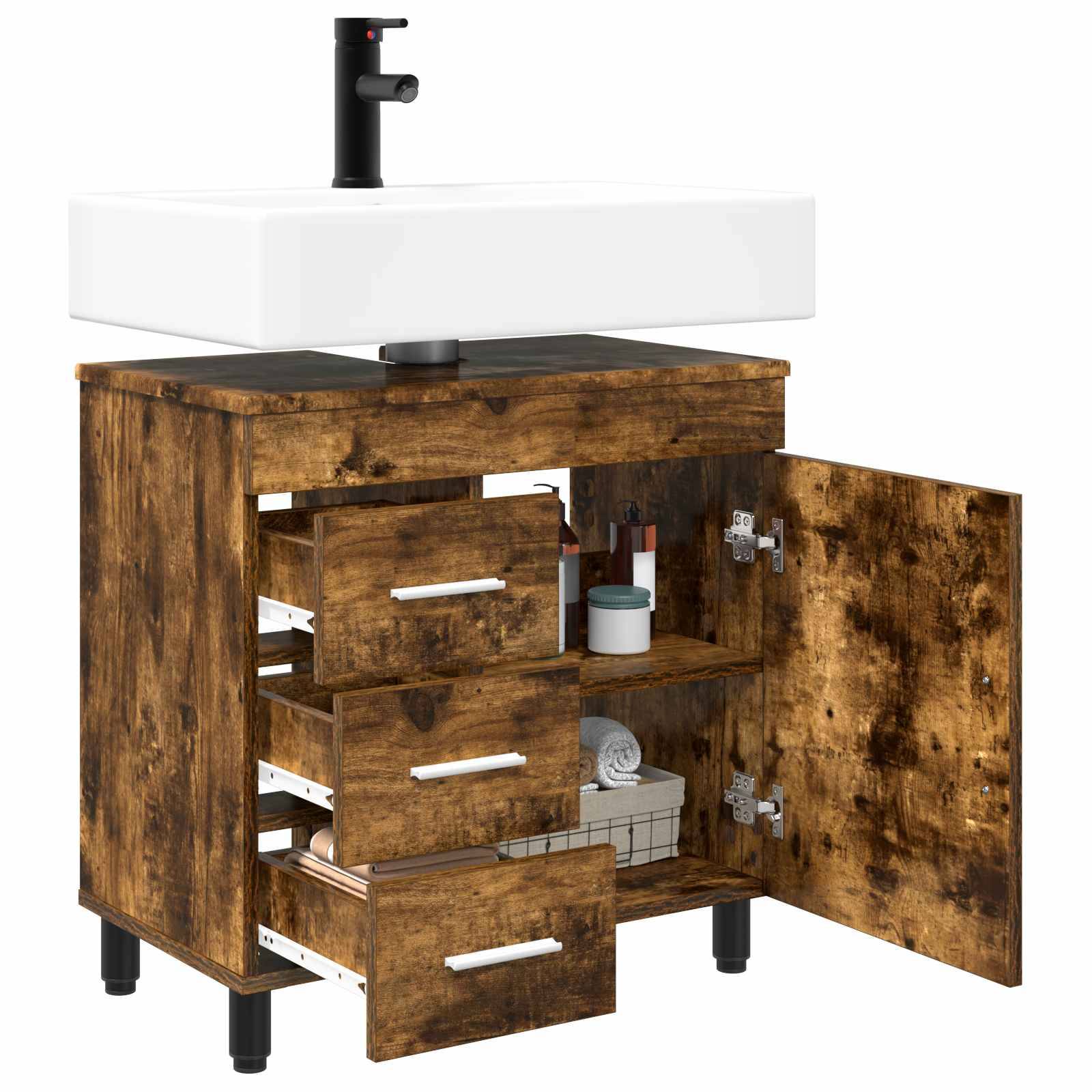 vidaXL Waschtisch Geräucherte Eiche 60 x 35 x 60 cm Holzwerkstoff