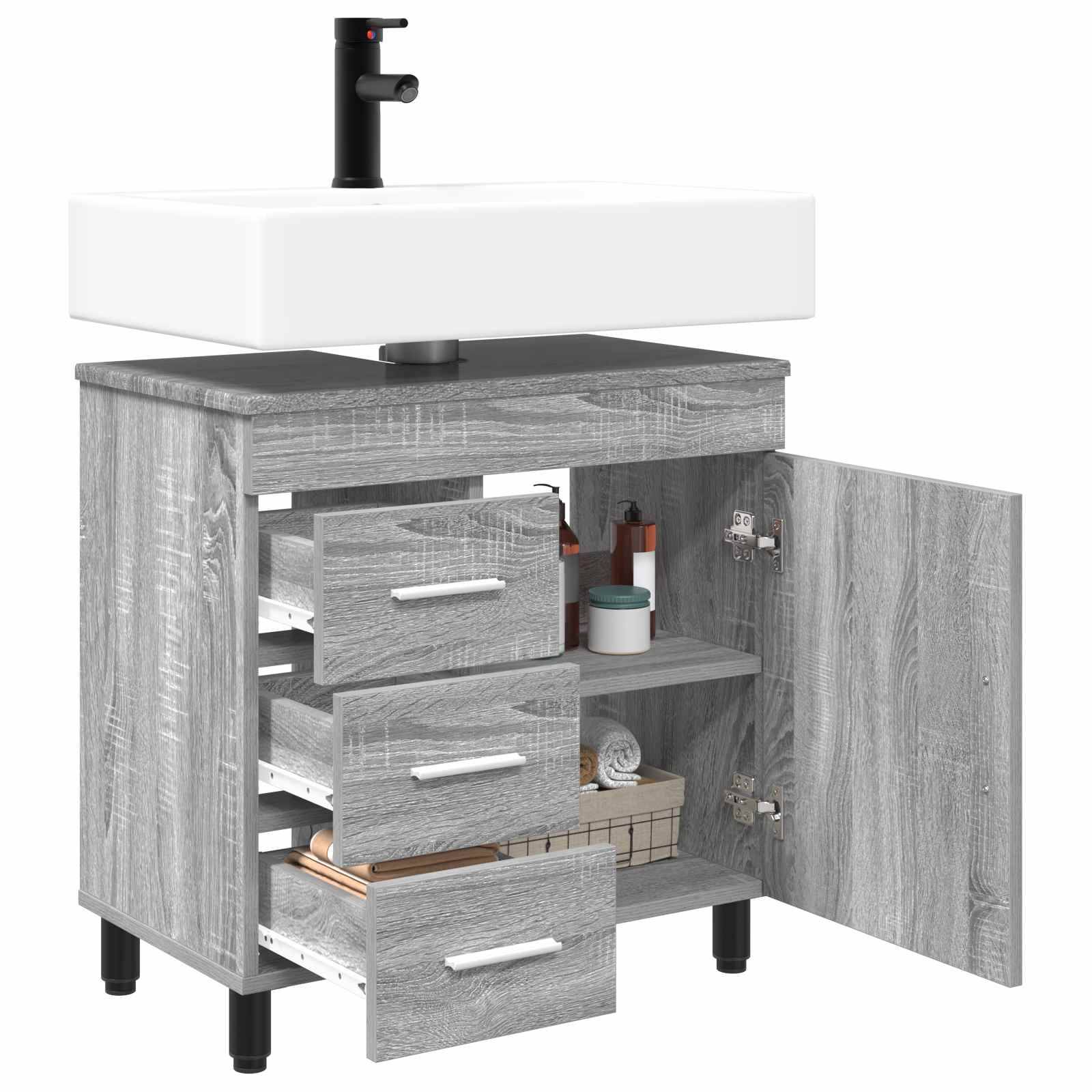 vidaXL Waschtisch Grau Sonoma 60 x 35 x 60 cm Holzwerkstoff
