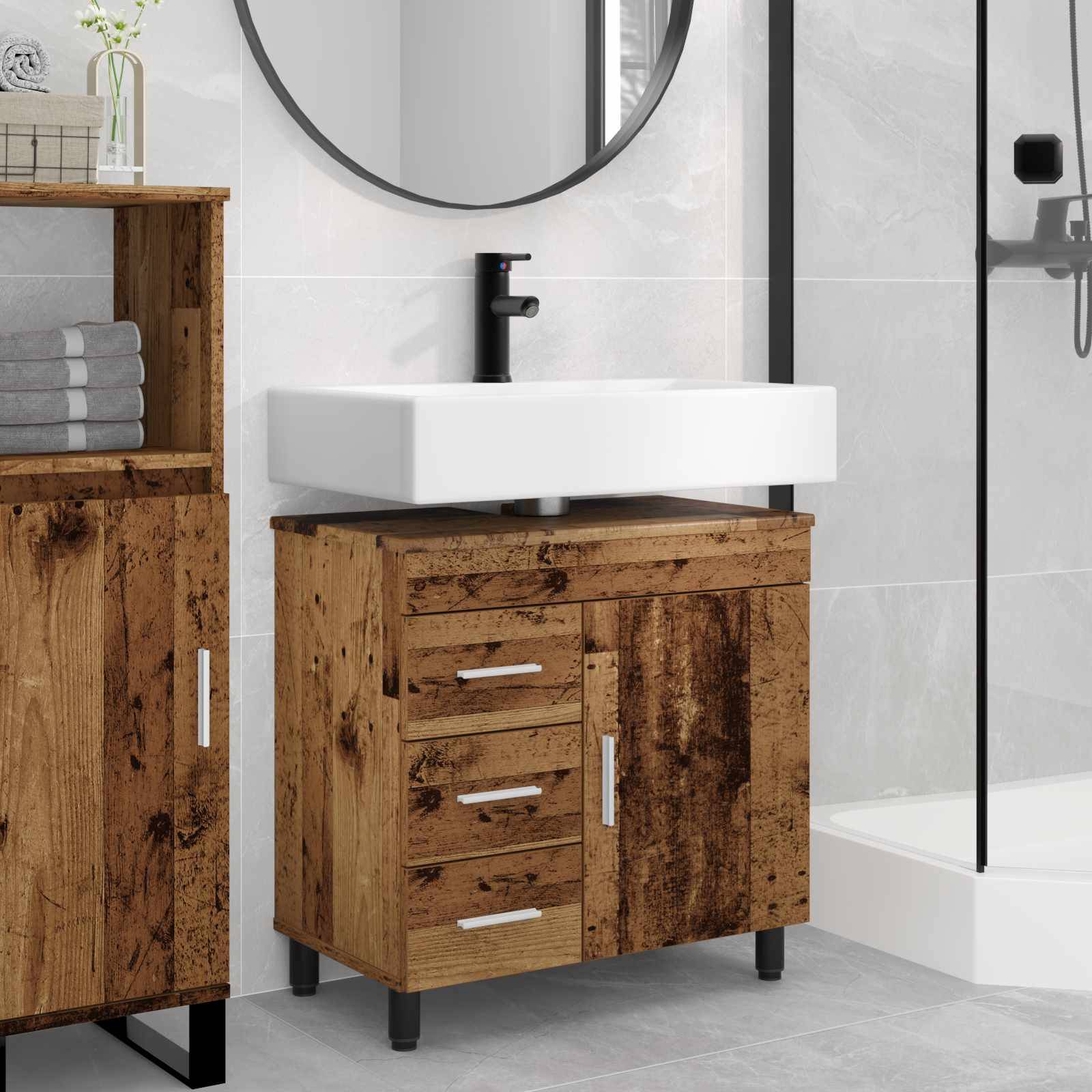 vidaXL Waschtisch Altholz 60 x 35 x 60 cm Holzwerkstoff