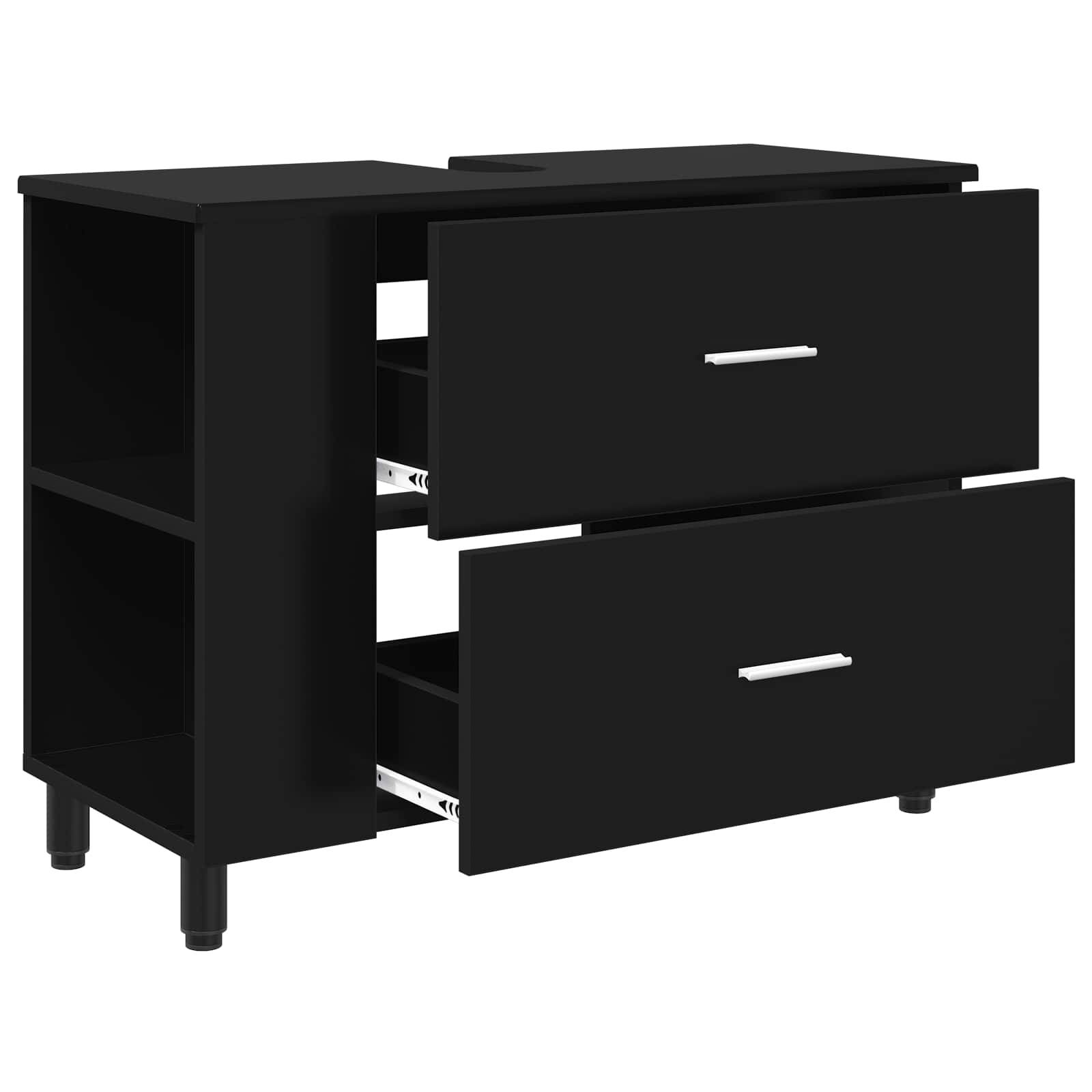 vidaXL Waschtisch Schwarz 80 x 35 x 60 cm Holzwerkstoff
