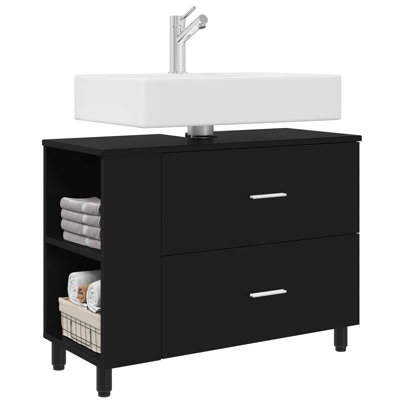 vidaXL Waschtisch Schwarz 80 x 35 x 60 cm Holzwerkstoff
