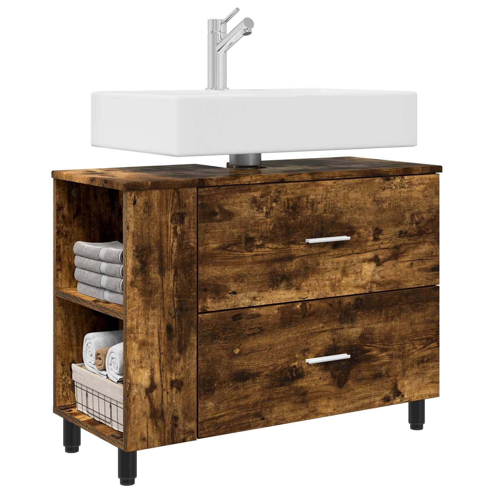 vidaXL Waschtisch Geräucherte Eiche 80 x 35 x 60 cm Holzwerkstoff