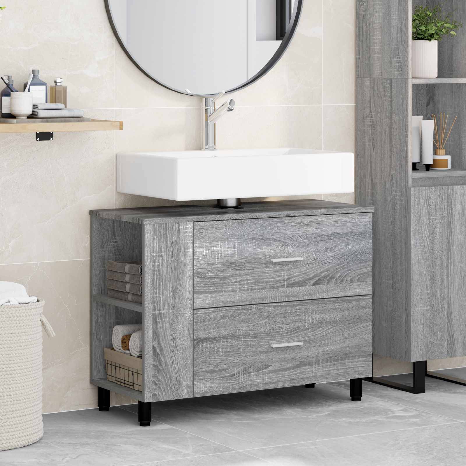 vidaXL Waschtisch Grau Sonoma 80 x 35 x 60 cm Holzwerkstoff