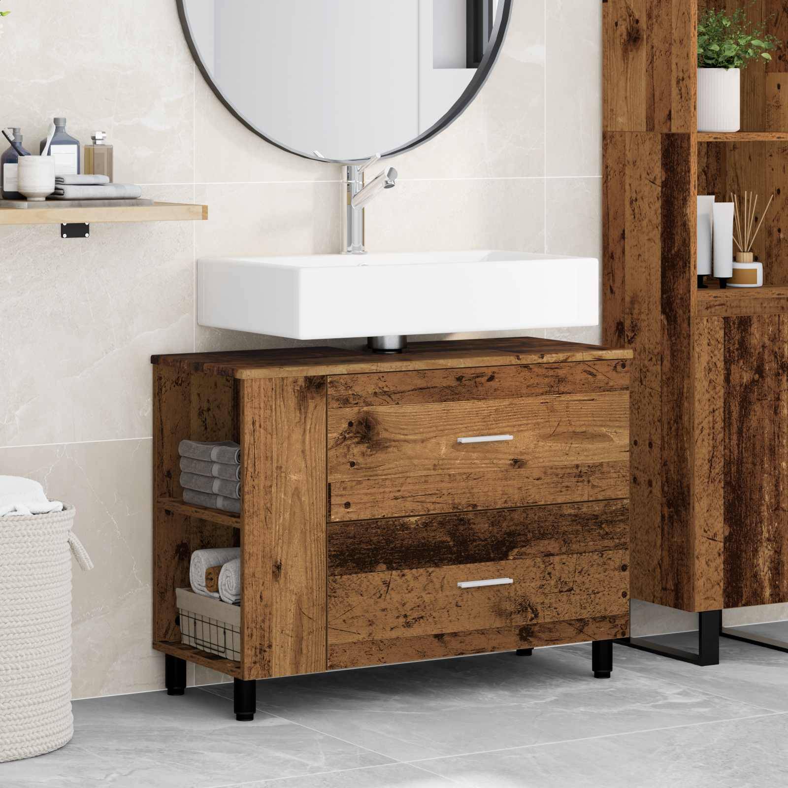 vidaXL Waschtisch Altholz 80 x 35 x 60 cm Holzwerkstoff