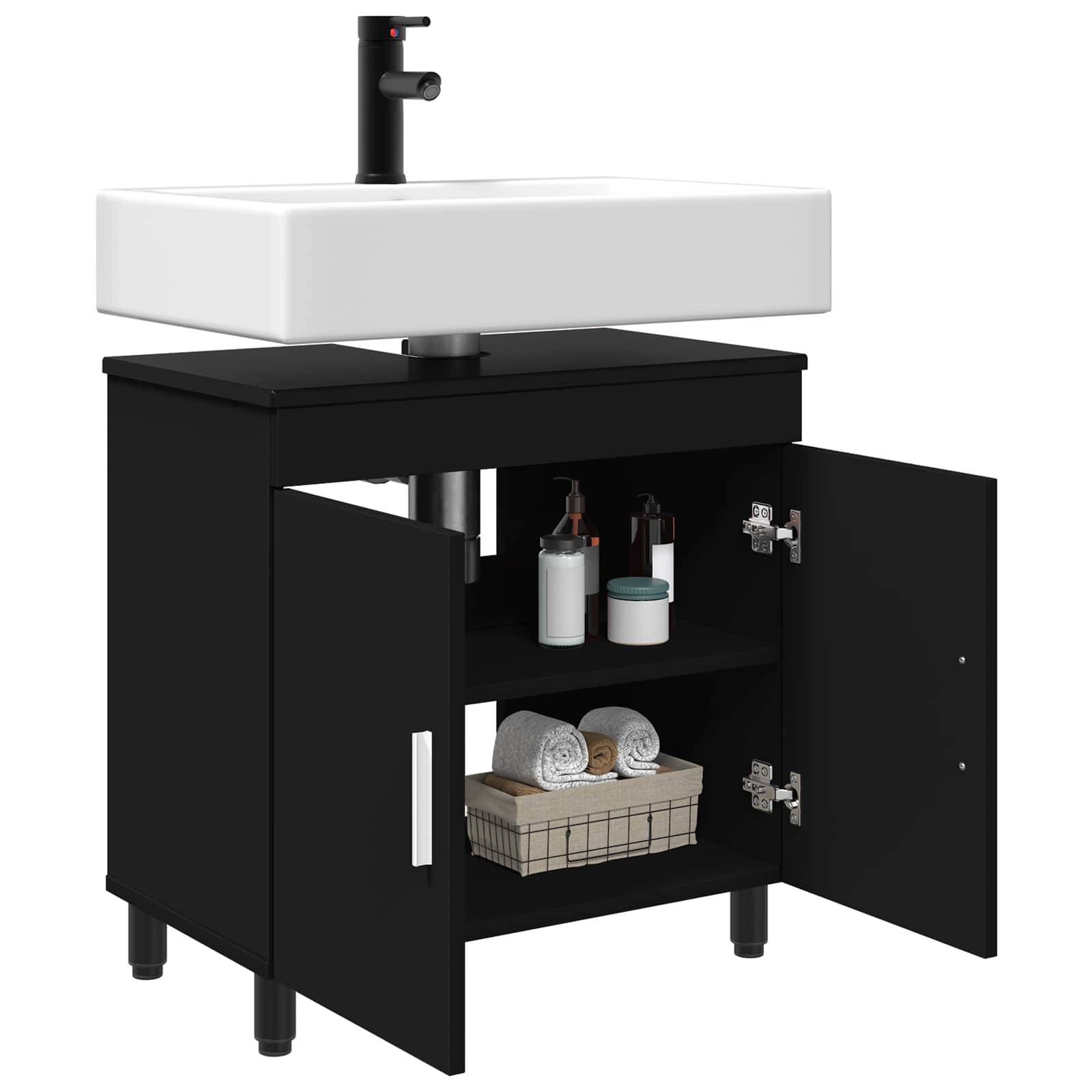 vidaXL Waschtisch Schwarz 60 x 35 x 60 cm Holzwerkstoff