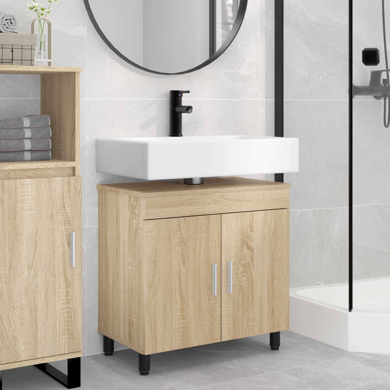 vidaXL Waschtisch Sonoma-Eiche 60 x 35 x 60 cm Holzwerkstoff