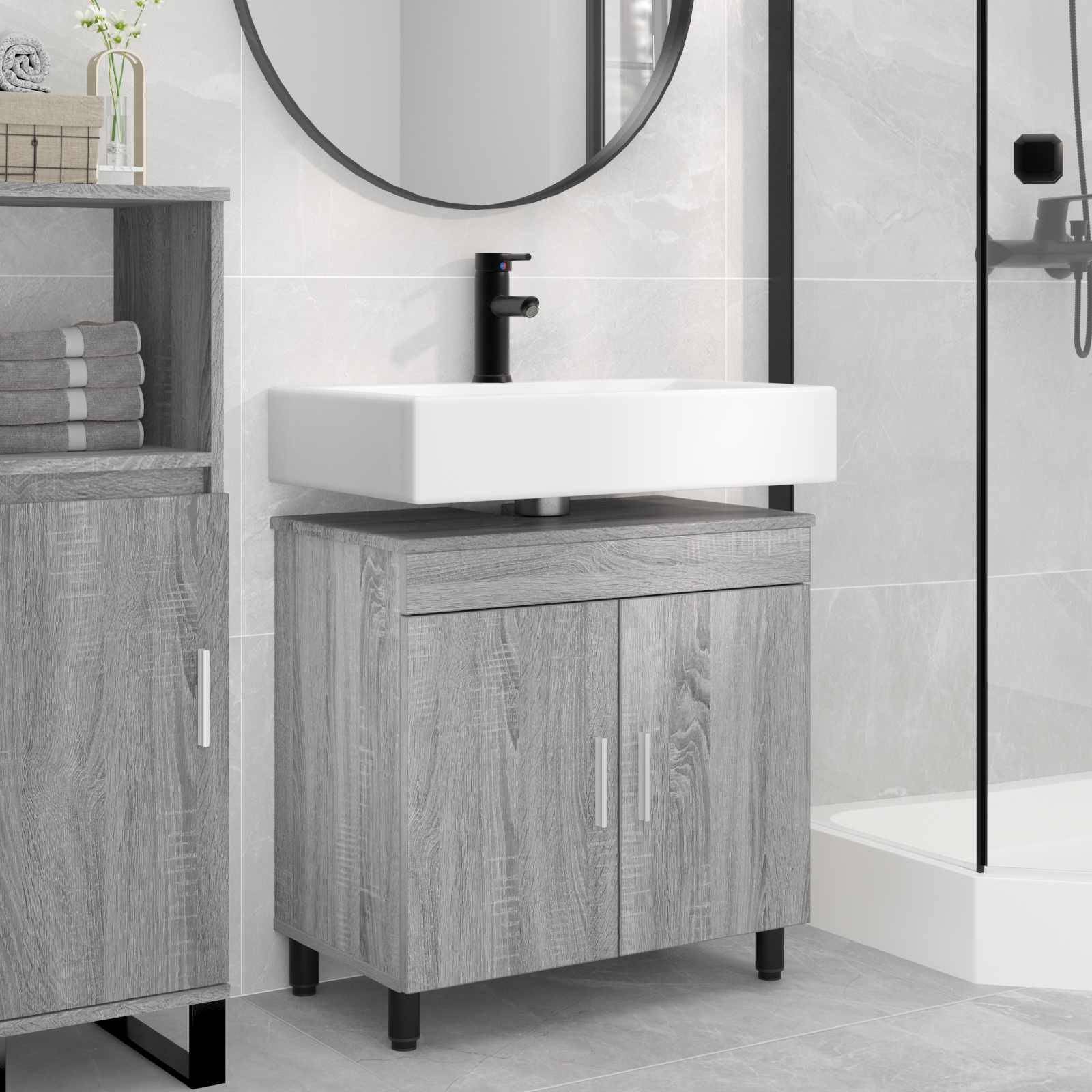 vidaXL Waschtisch Grau Sonoma 60 x 35 x 60 cm Holzwerkstoff