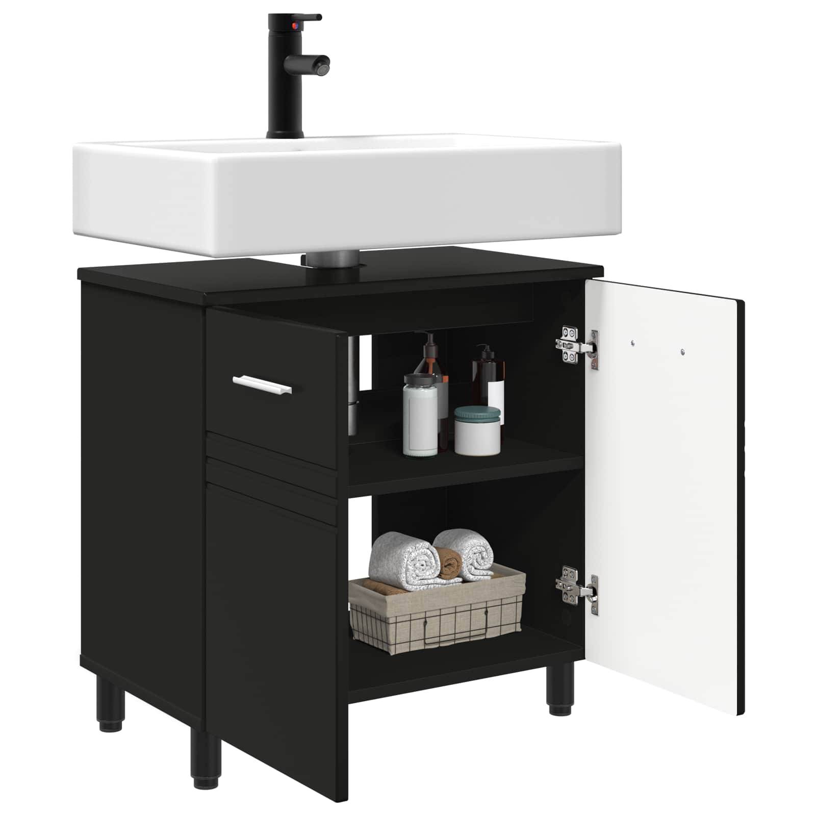 vidaXL Waschtisch Schwarz 60 x 35 x 60 cm Holzwerkstoff