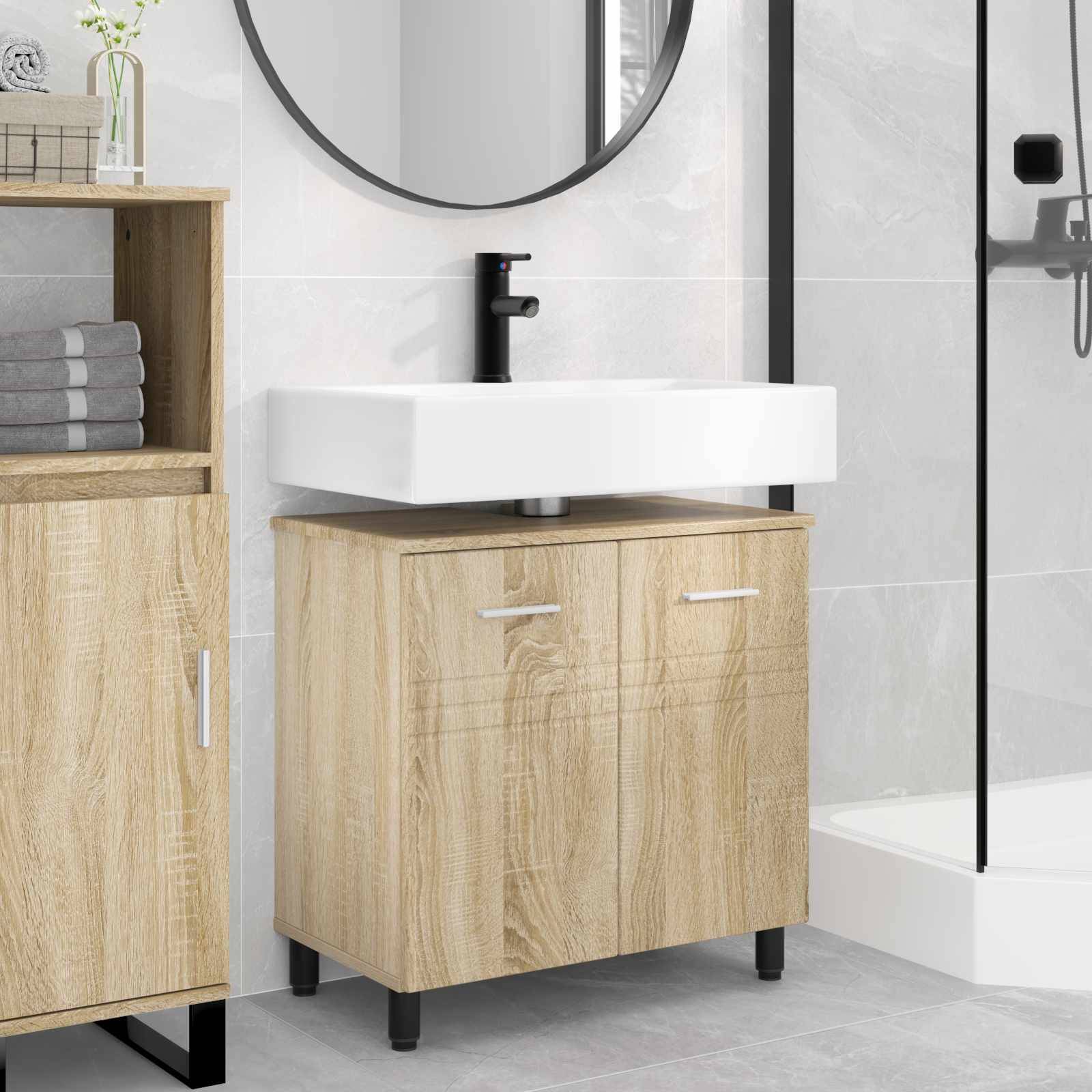 vidaXL Waschtisch Sonoma-Eiche 60 x 35 x 60 cm Holzwerkstoff