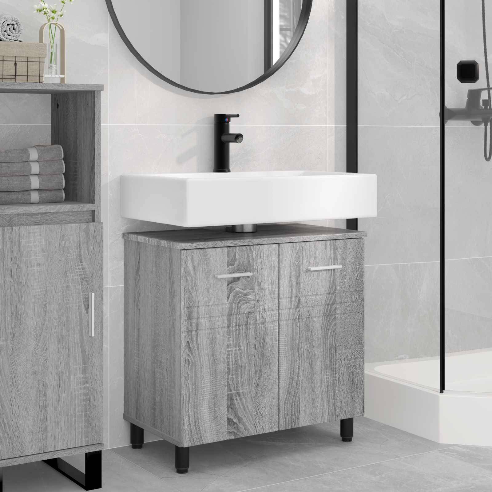 vidaXL Waschtisch Grau Sonoma 60 x 35 x 60 cm Holzwerkstoff